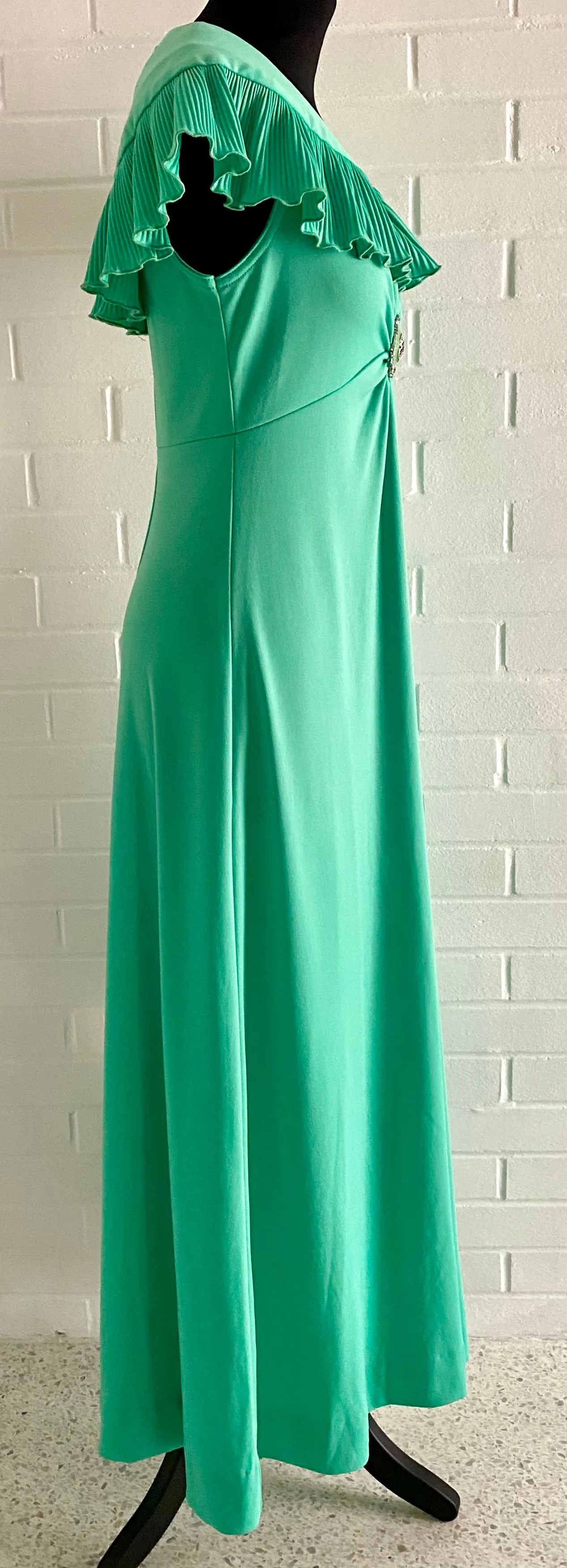 1960s Mermaid Green Maxi Dress