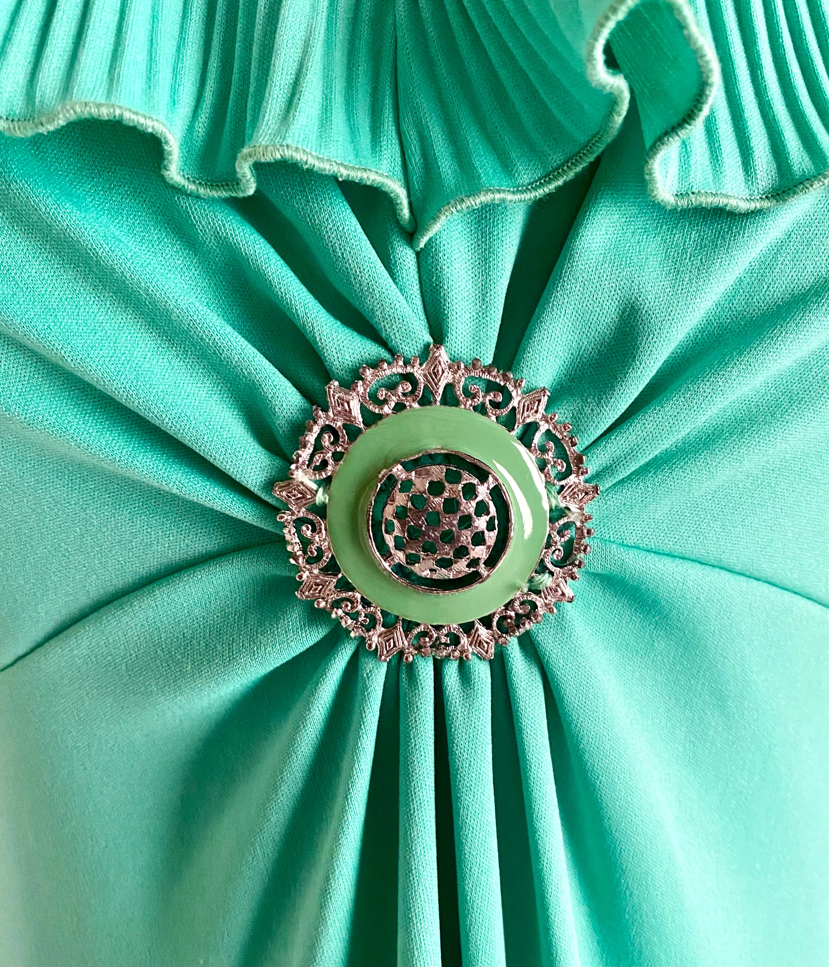 1960s Mermaid Green Maxi Dress