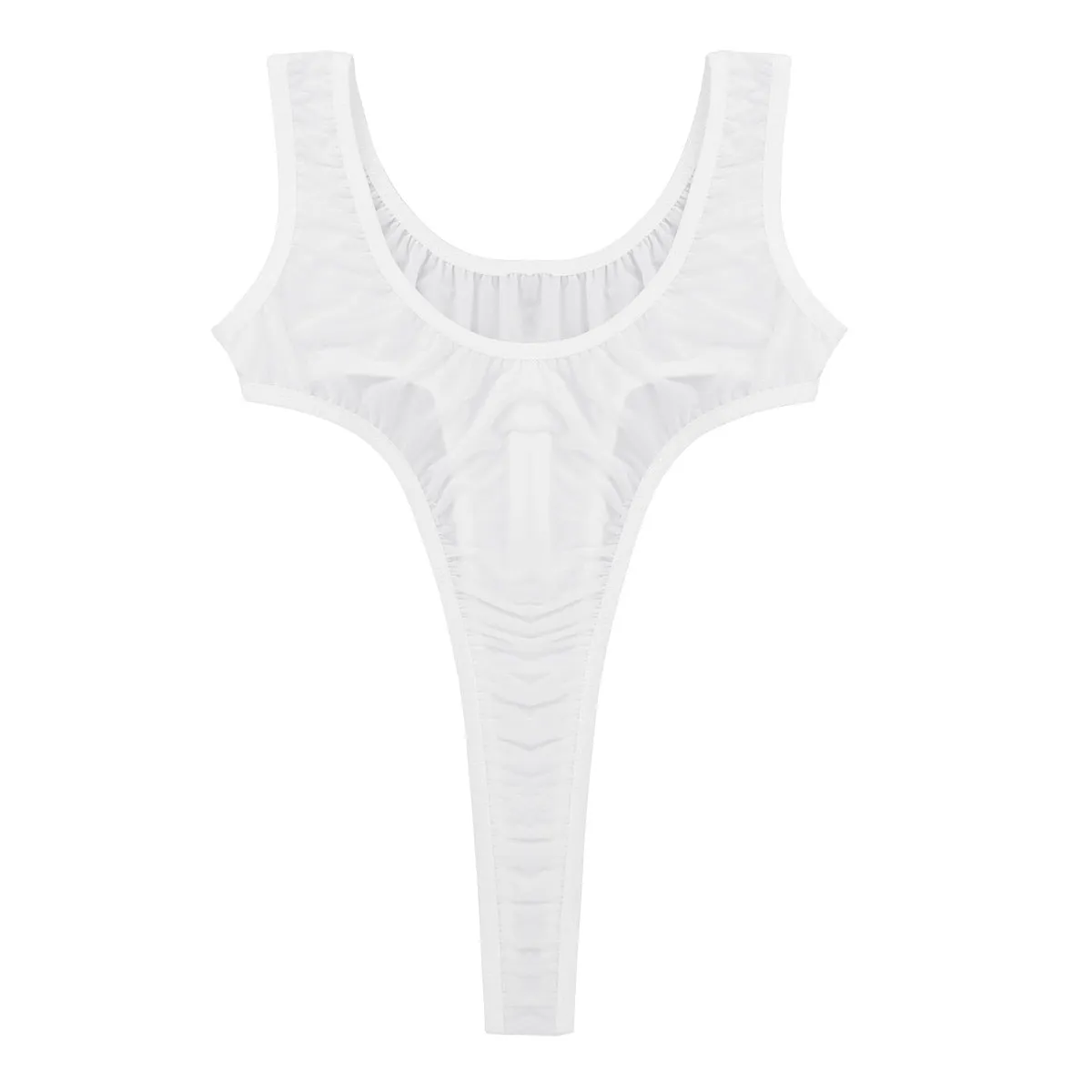 Adults Transparent Swimsuit Fused High Cut Monokini Thong Leotards Bodysuit One Piece Perspective Sheer Lingerie Swimwear
