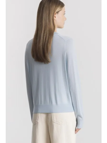Allude V Neck Wool Jumper in Sky