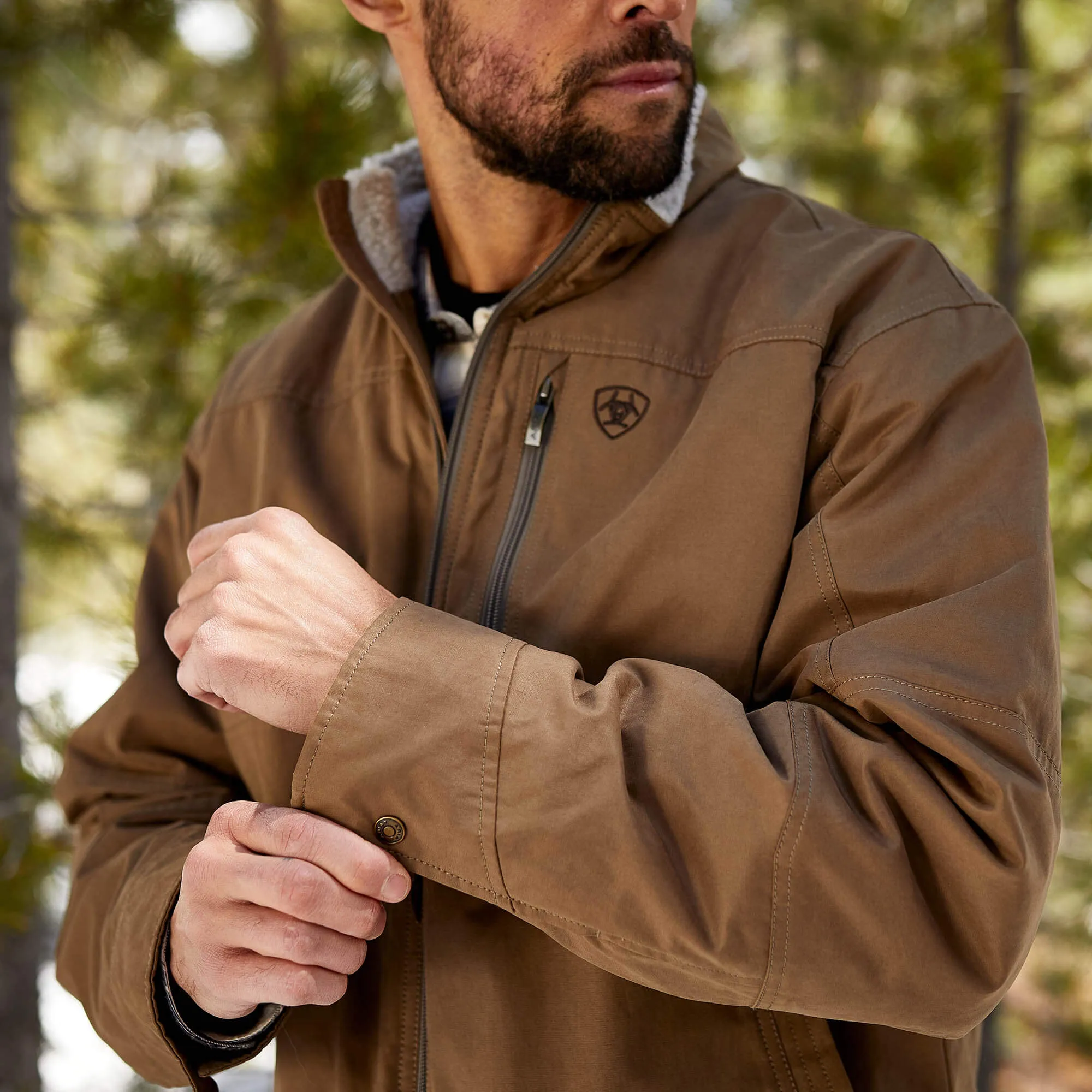 Ariat Tan Grizzly Sherpa Lined Canvas Jacket for Men