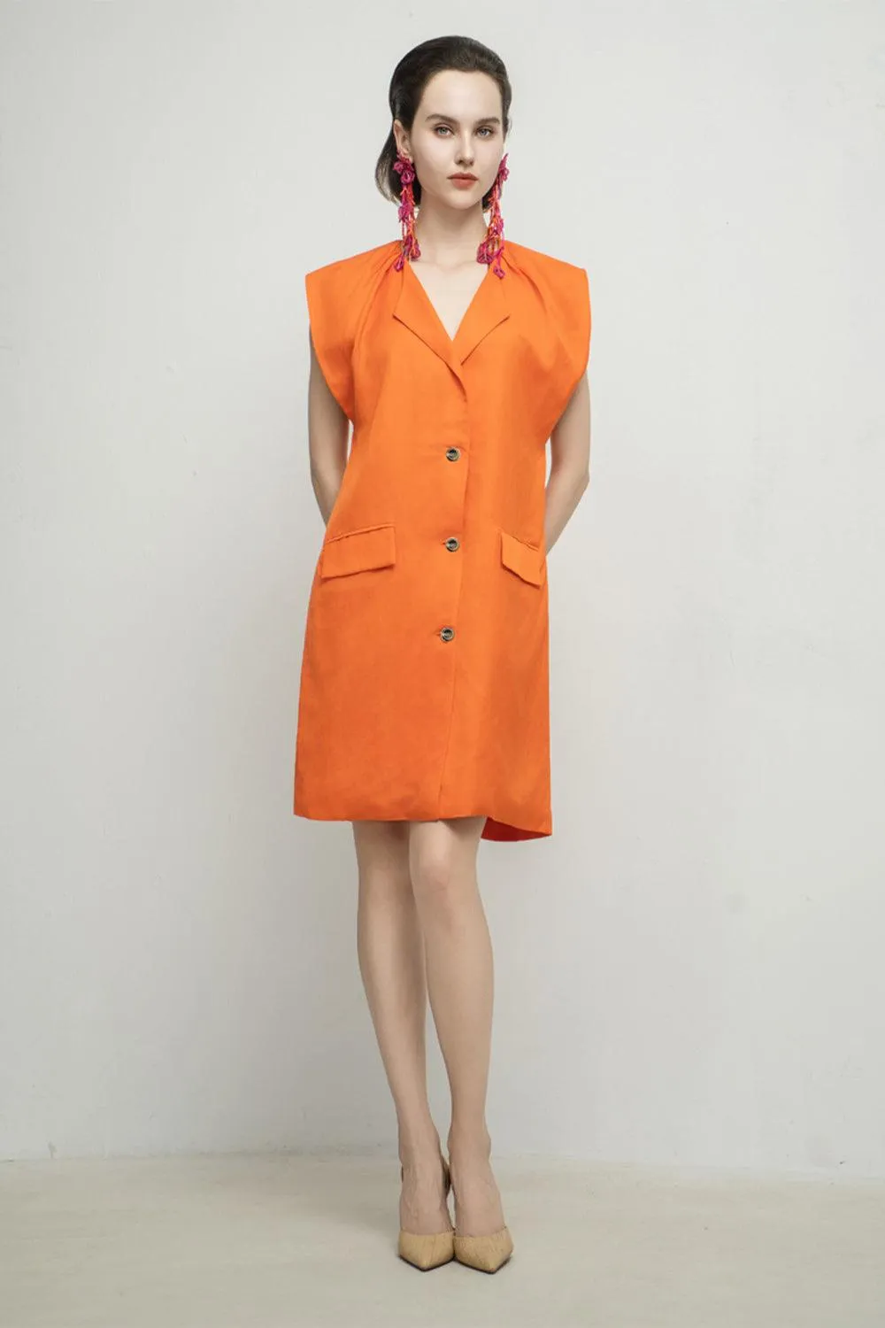 Aspyn Straight Cap Sleeved Cotton Mini Dress