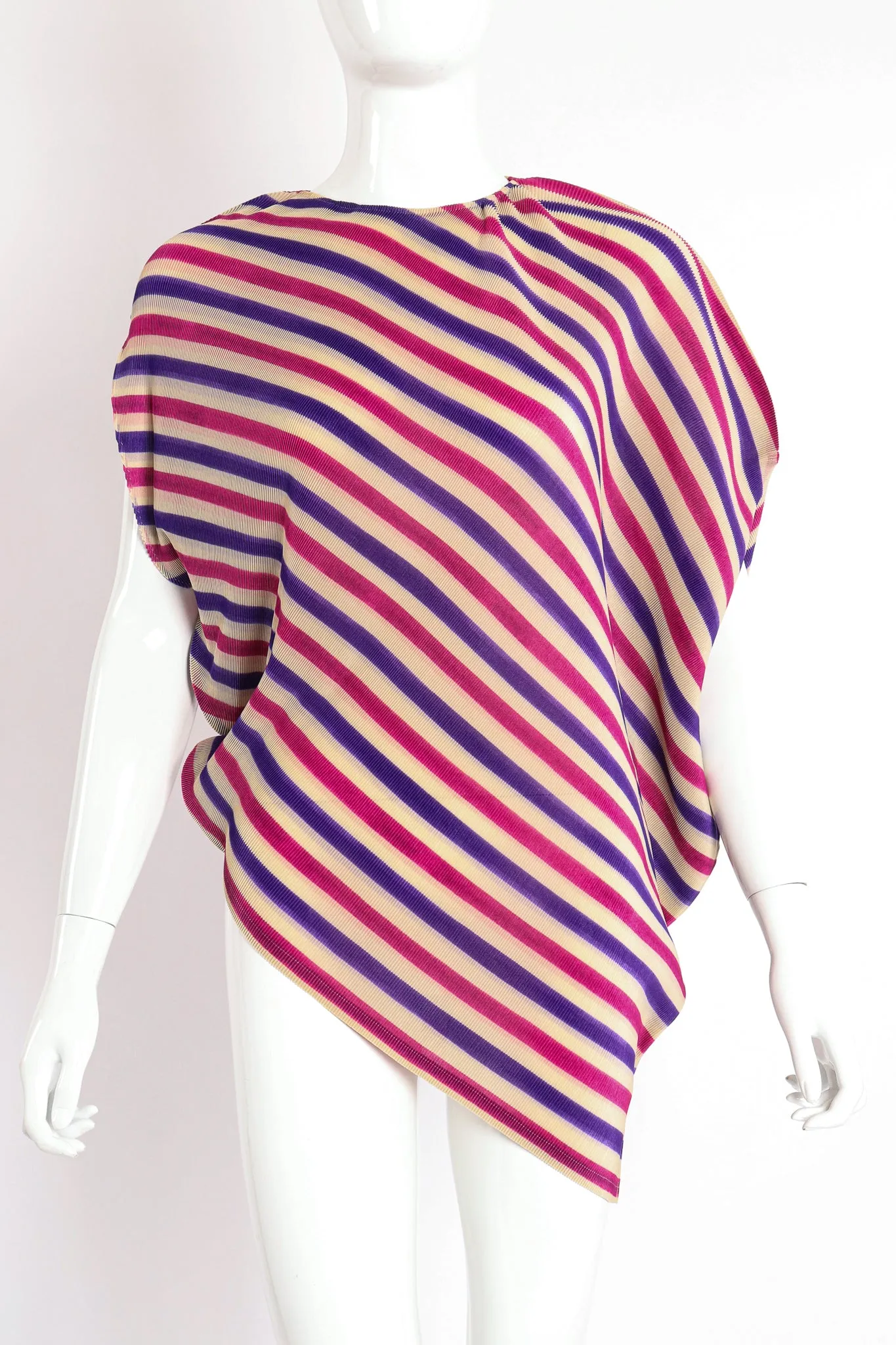 Asymmetrical Pleated Stripe Top