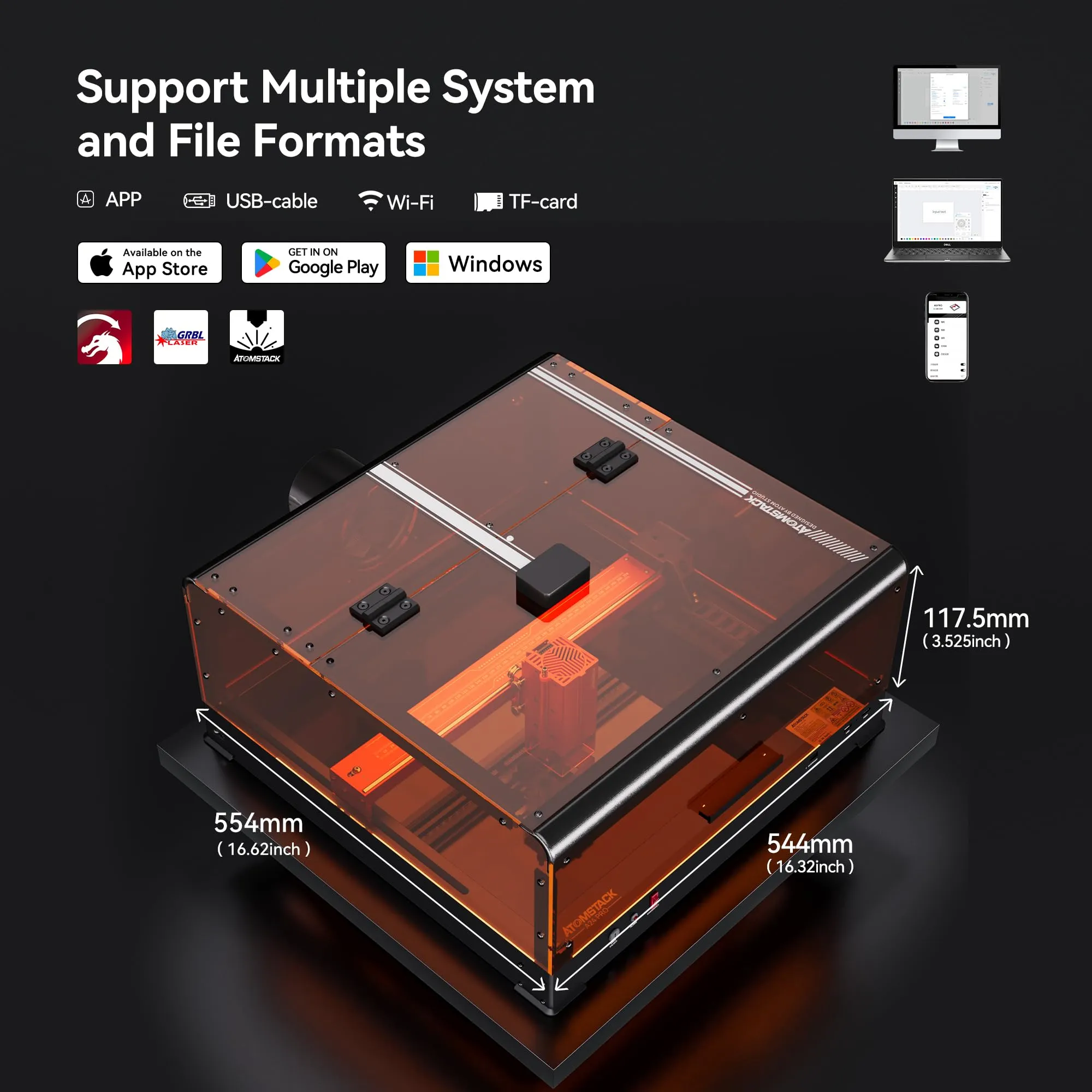 ATOMSTACK A24 Ultra Laser Engraving Machine 120W Laser Cutter With B3 Housing Protective Box Enclosure 370x310mm Working Area