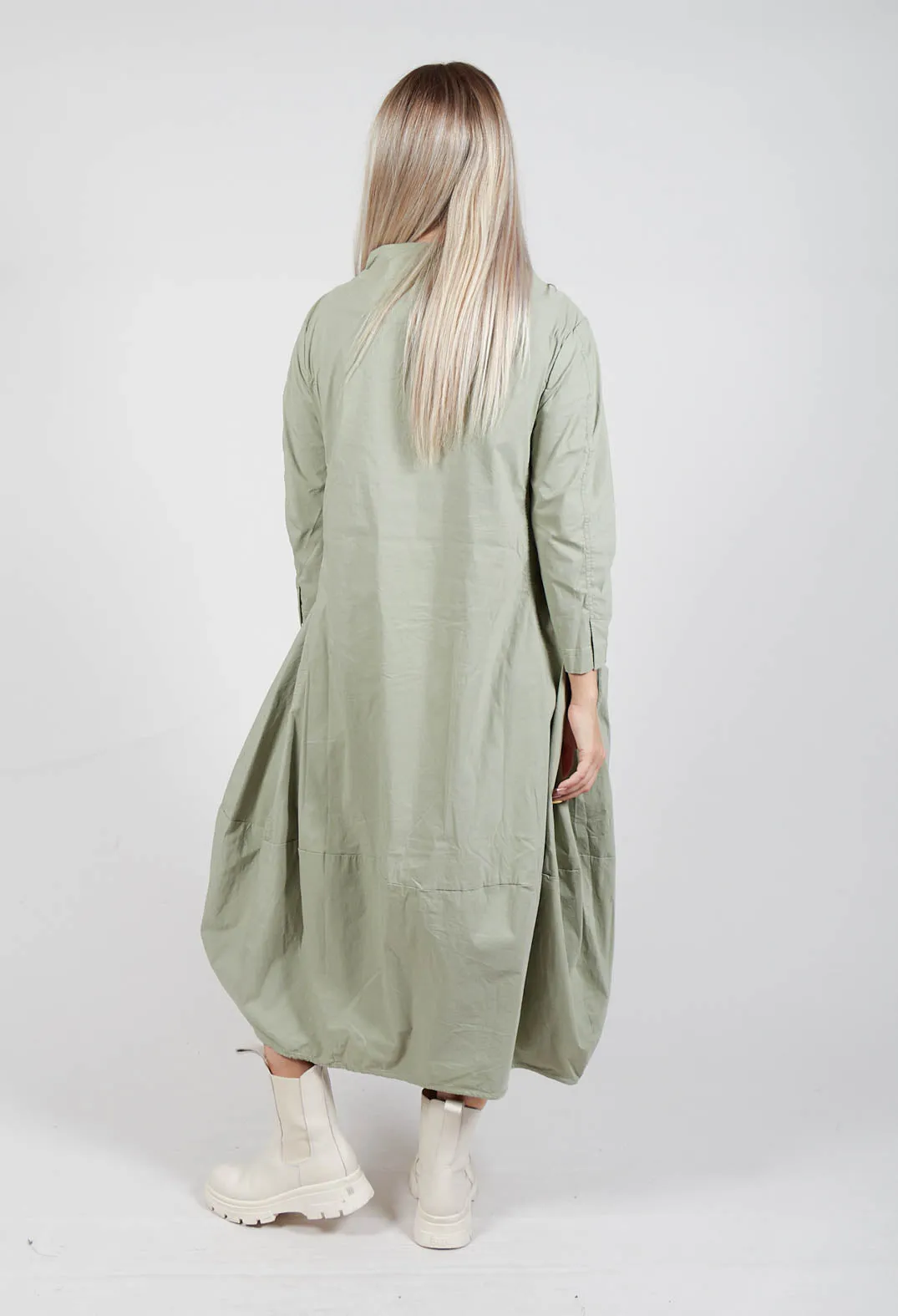Balloon Hem Utility Dress in Defender
