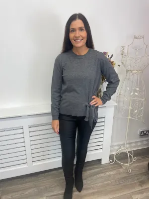 BELLE TIE DETAIL JUMPER (DARK GREY)