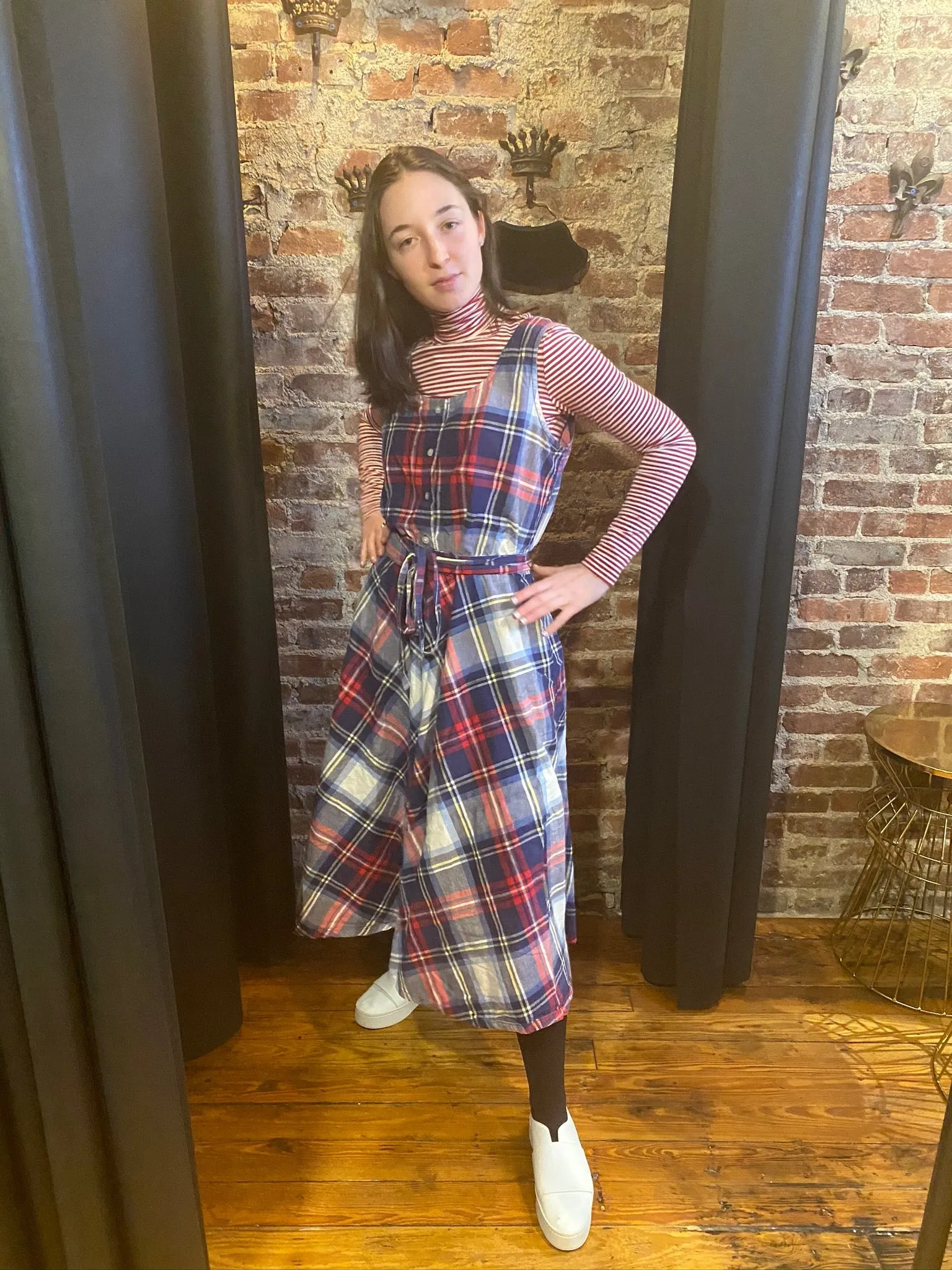 Blue and red checked jumper
