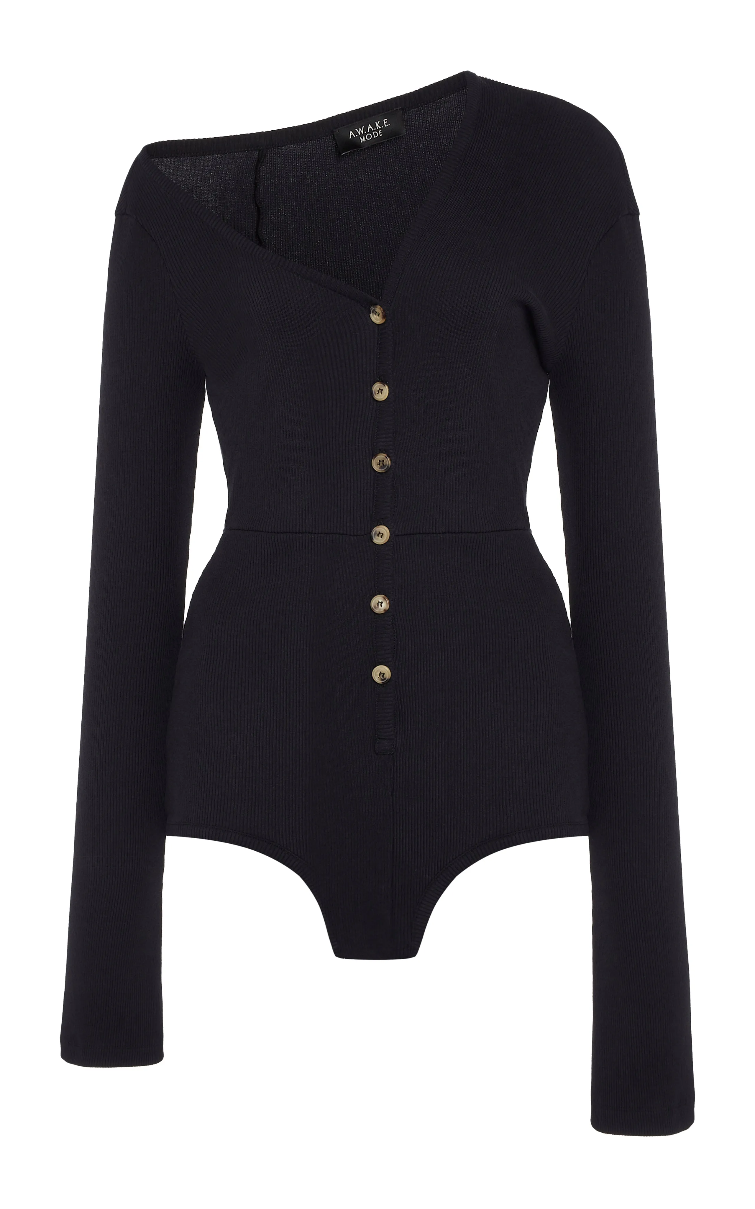 Bodysuit With Asymmetric Collar Black