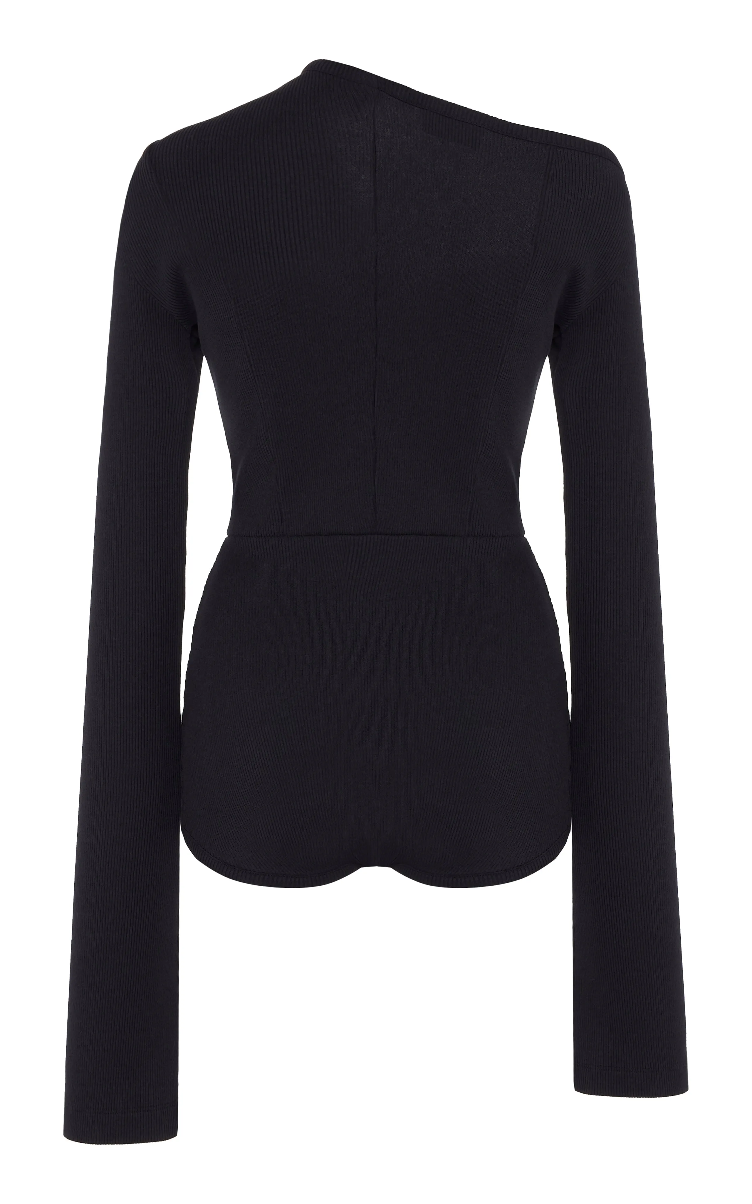 Bodysuit With Asymmetric Collar Black