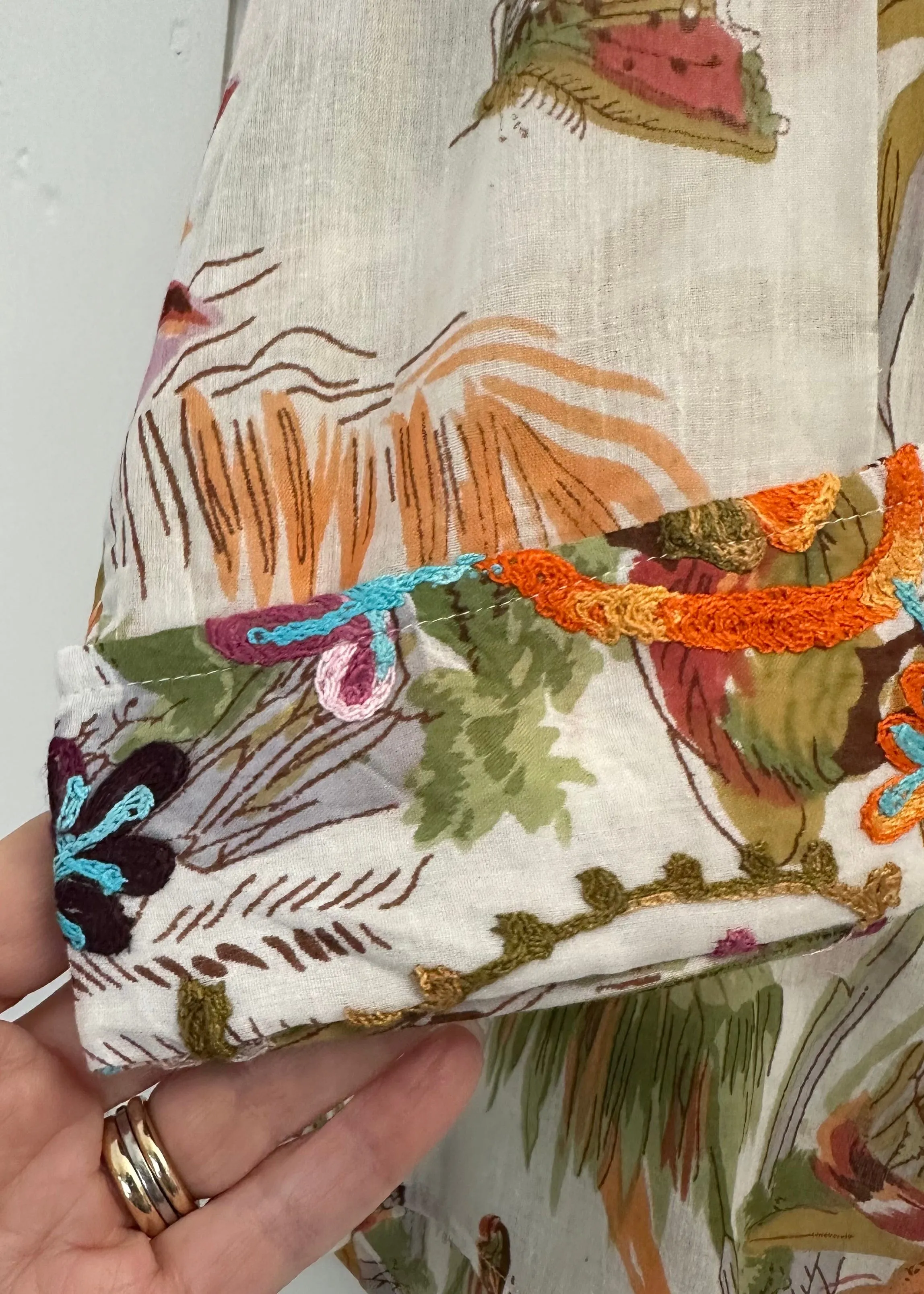 Botanical Embroidered 3/4 Sleeve Top