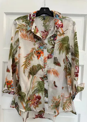 Botanical Embroidered 3/4 Sleeve Top