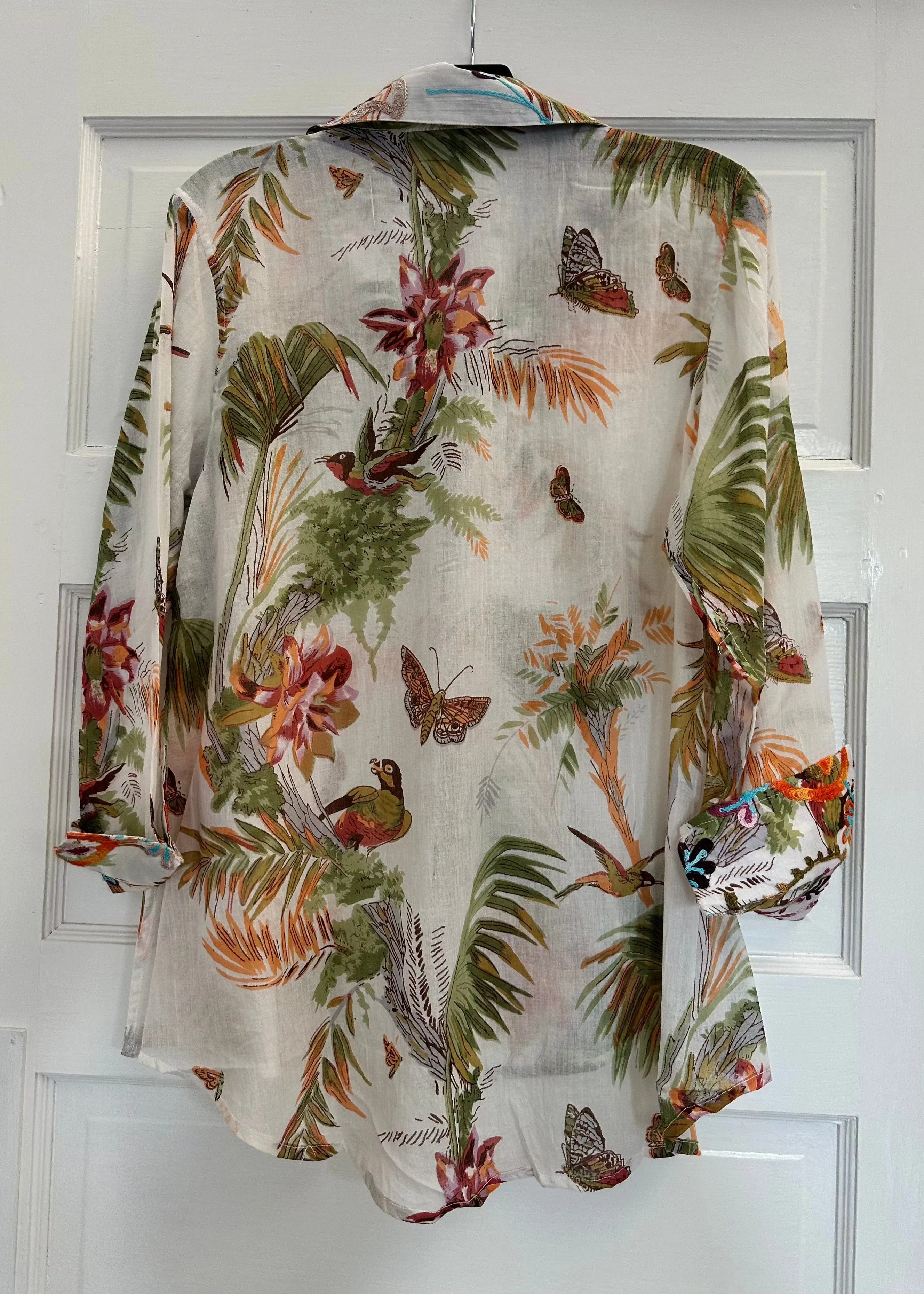 Botanical Embroidered 3/4 Sleeve Top