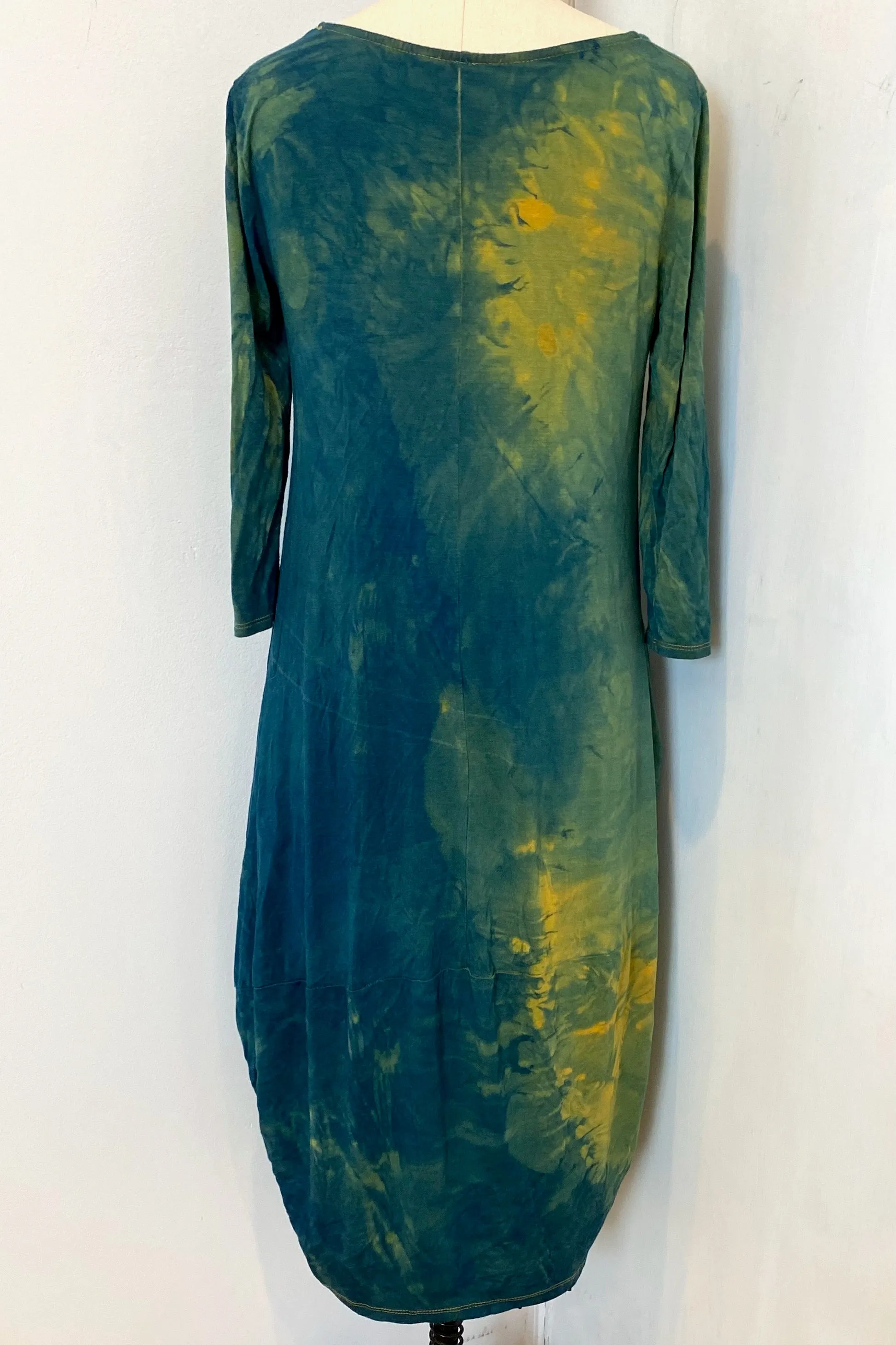 Botanically Dyed Bamboo Knit Dress in Green Yellow