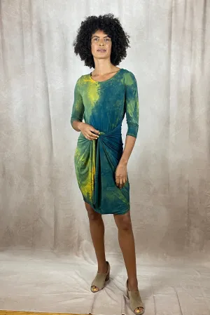 Botanically Dyed Bamboo Knit Dress in Green Yellow