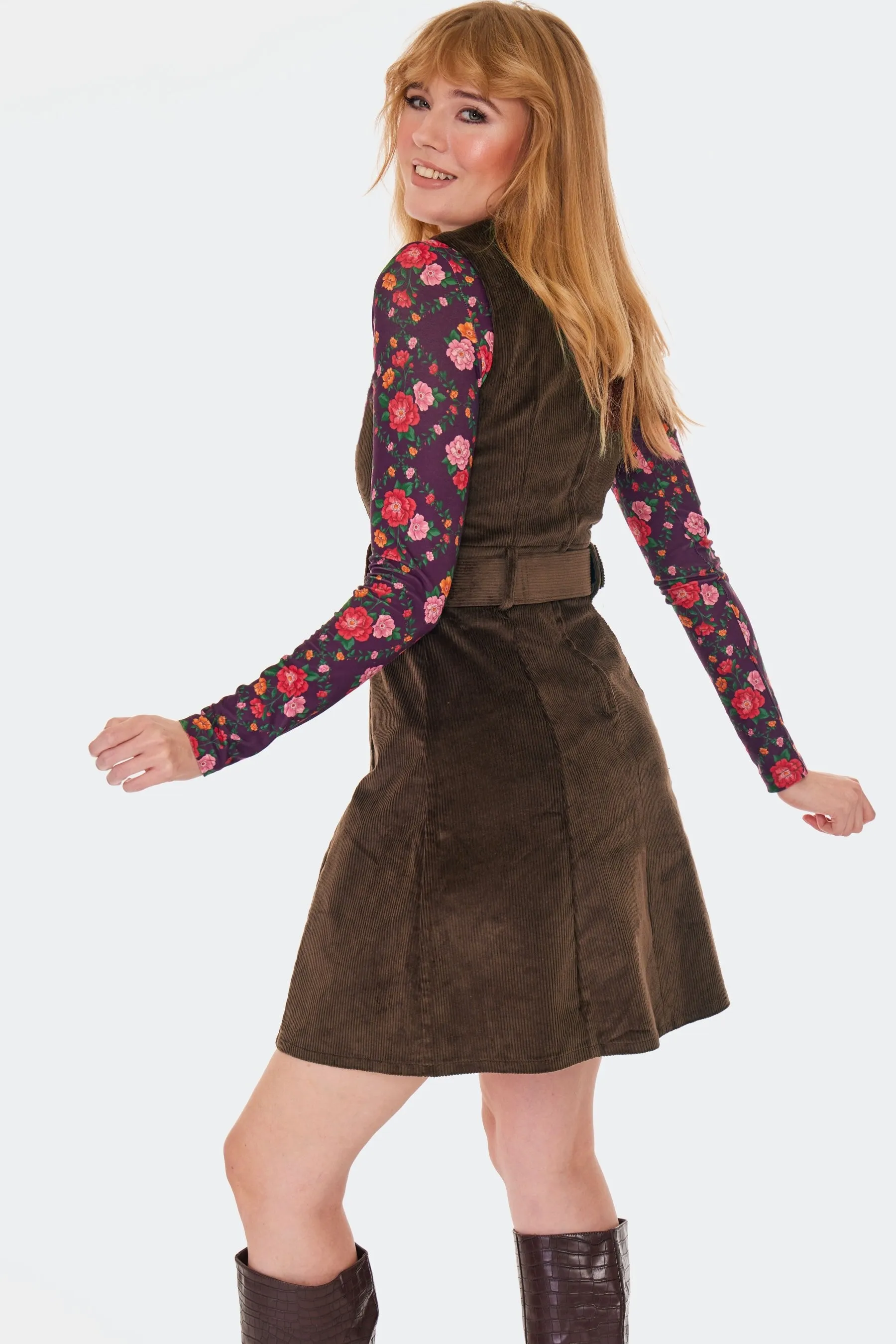 Brown Corduroy Shift Dress by Voodoo Vixen