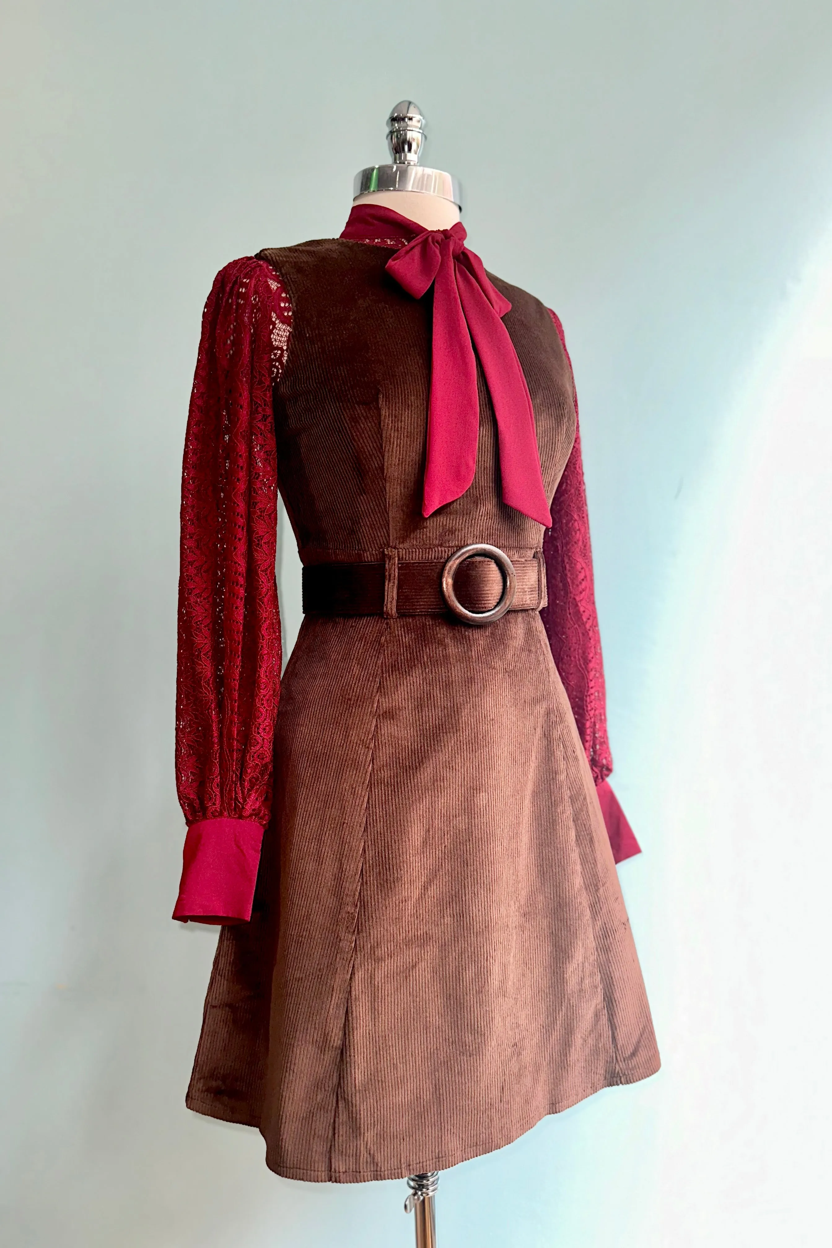 Brown Corduroy Shift Dress by Voodoo Vixen