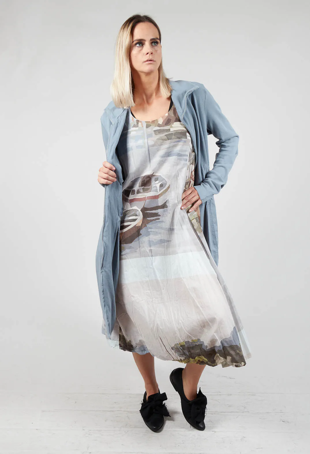 Bubble Hem Sleeveless Dress in Landscape 1