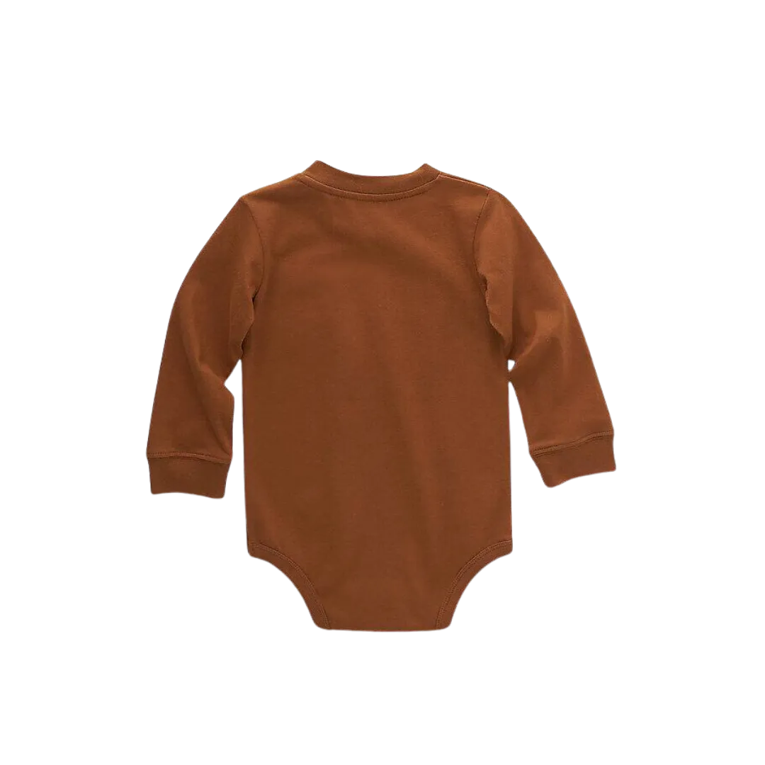 Carhartt Kid's Long Sleeve Pocket Carhartt Brown Bodysuit