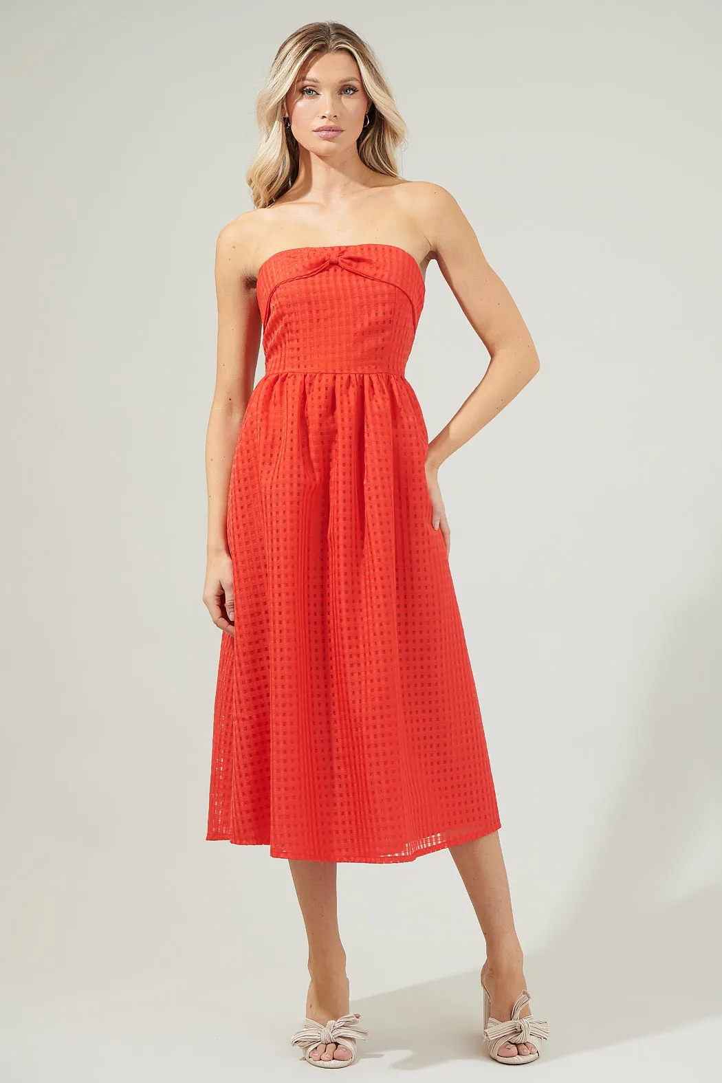 Cary Chest Bow Midi Dress