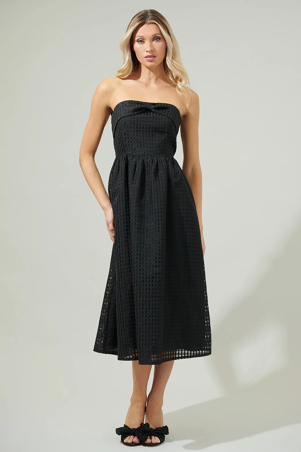 Cary Chest Bow Midi Dress
