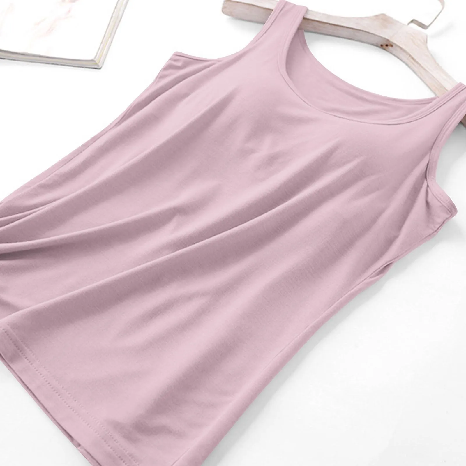 Clearance Deals Today Deals Prime, Womens Workout Tanks, Built in Bra Tank Tops for Women Summer Tank Top Shelf Bra Padded Athletic Tank Tops Workout Sports Bra Top for 2024 B-Pink