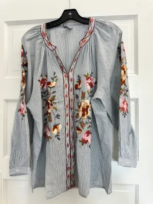 Dallas Embroidered Cotton Striped Tunic