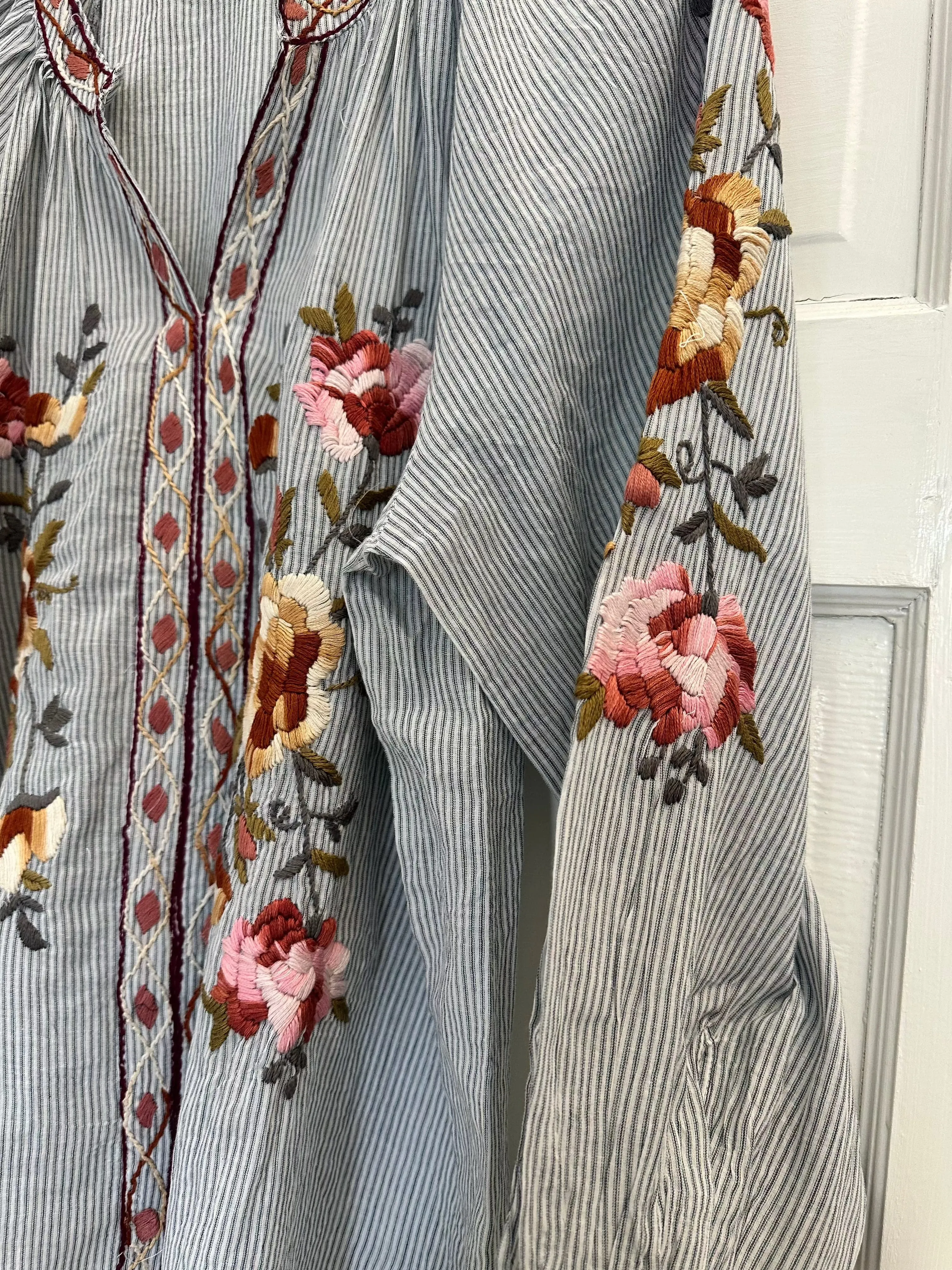 Dallas Embroidered Cotton Striped Tunic