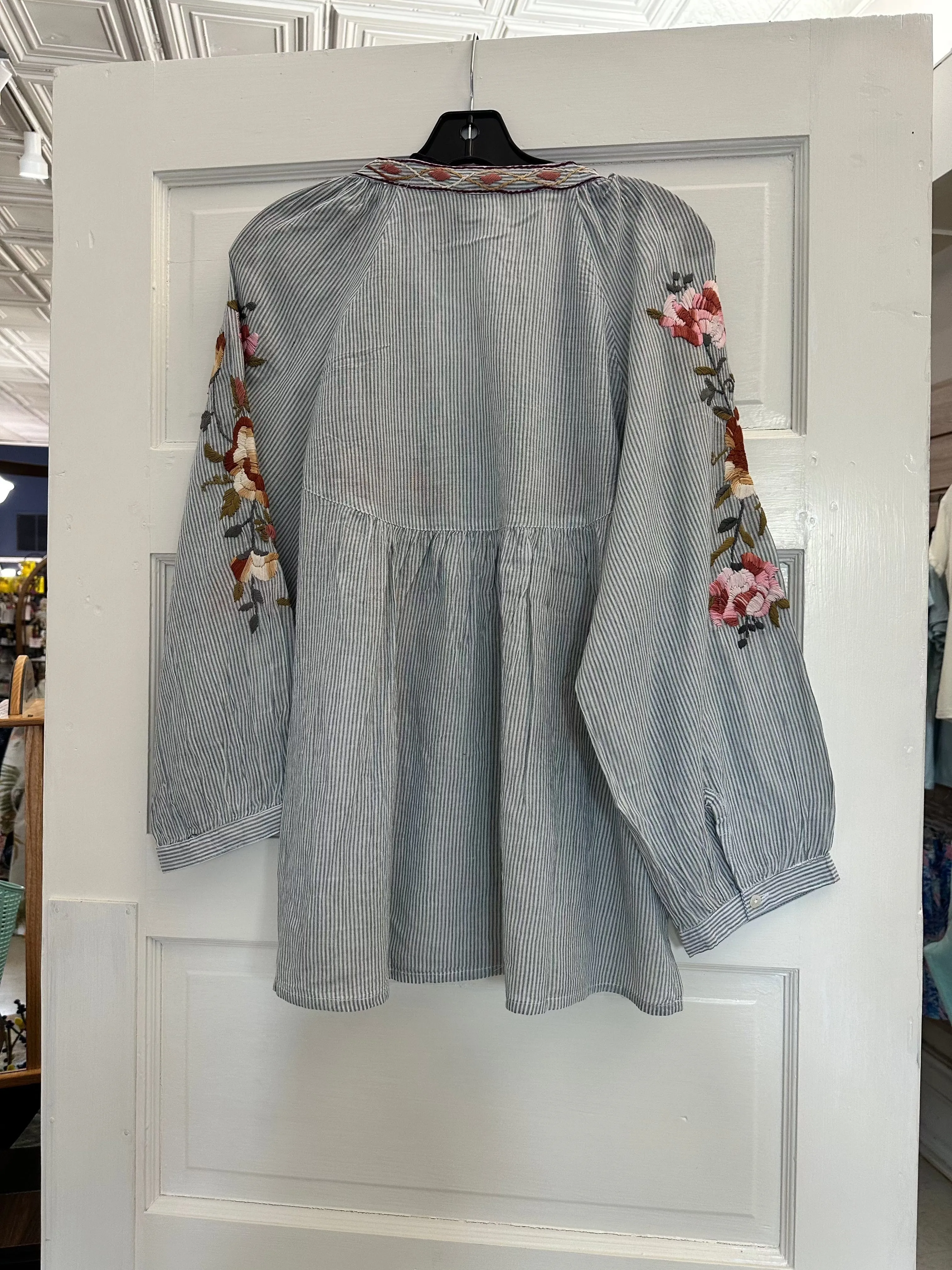 Dallas Embroidered Cotton Striped Tunic