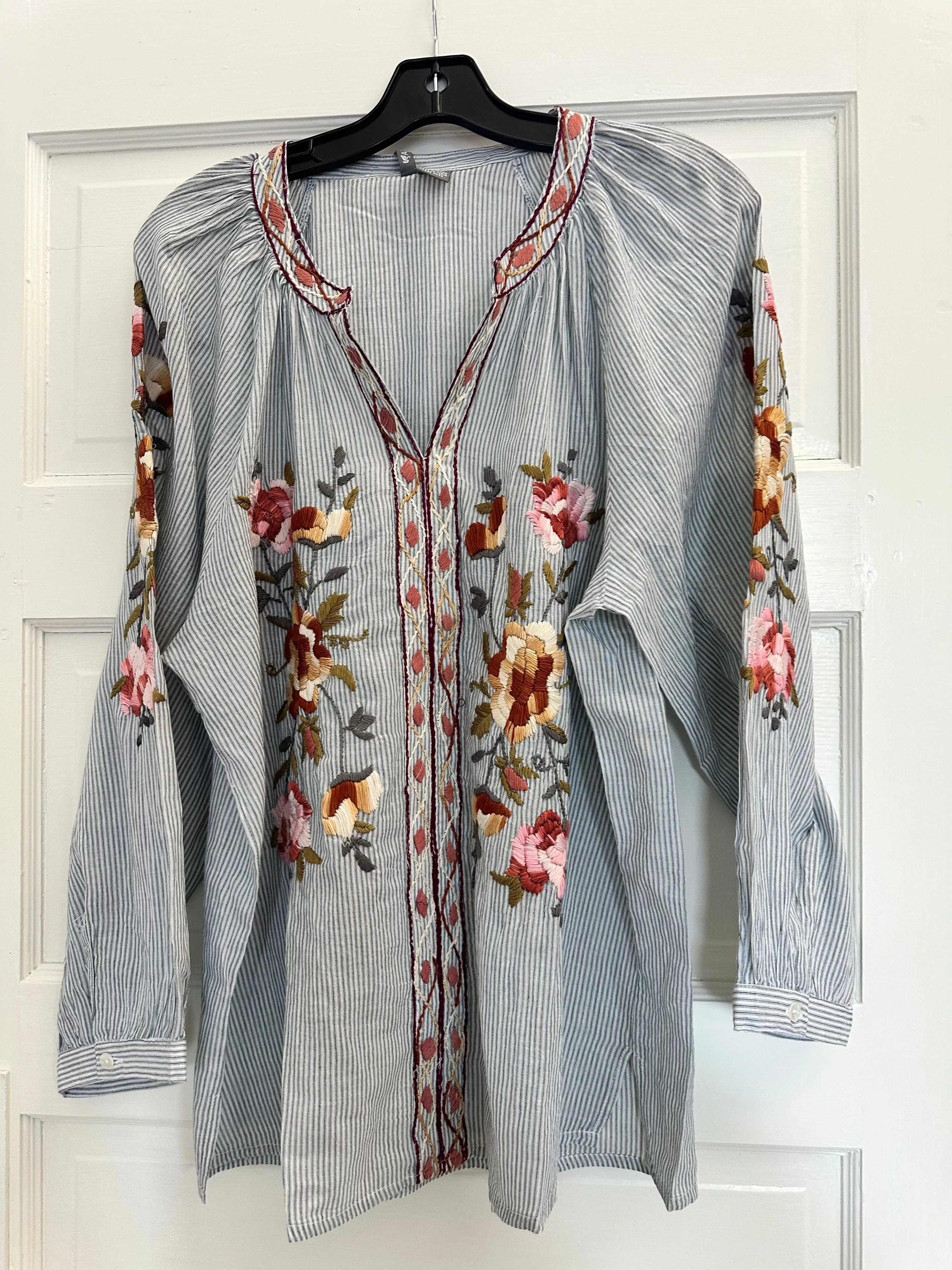 Dallas Embroidered Cotton Striped Tunic