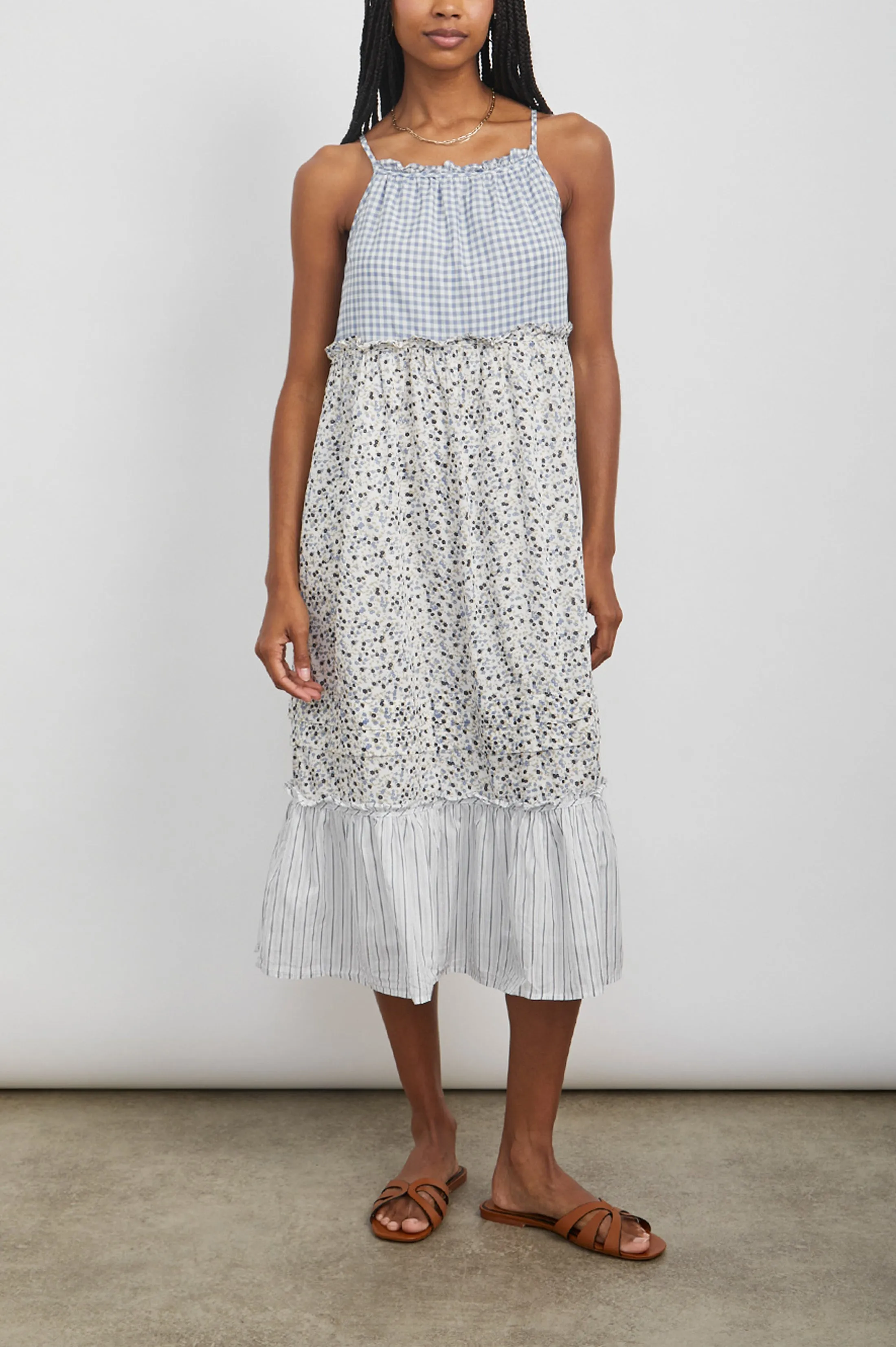 DORA DRESS - FLORAL GINGHAM MIX