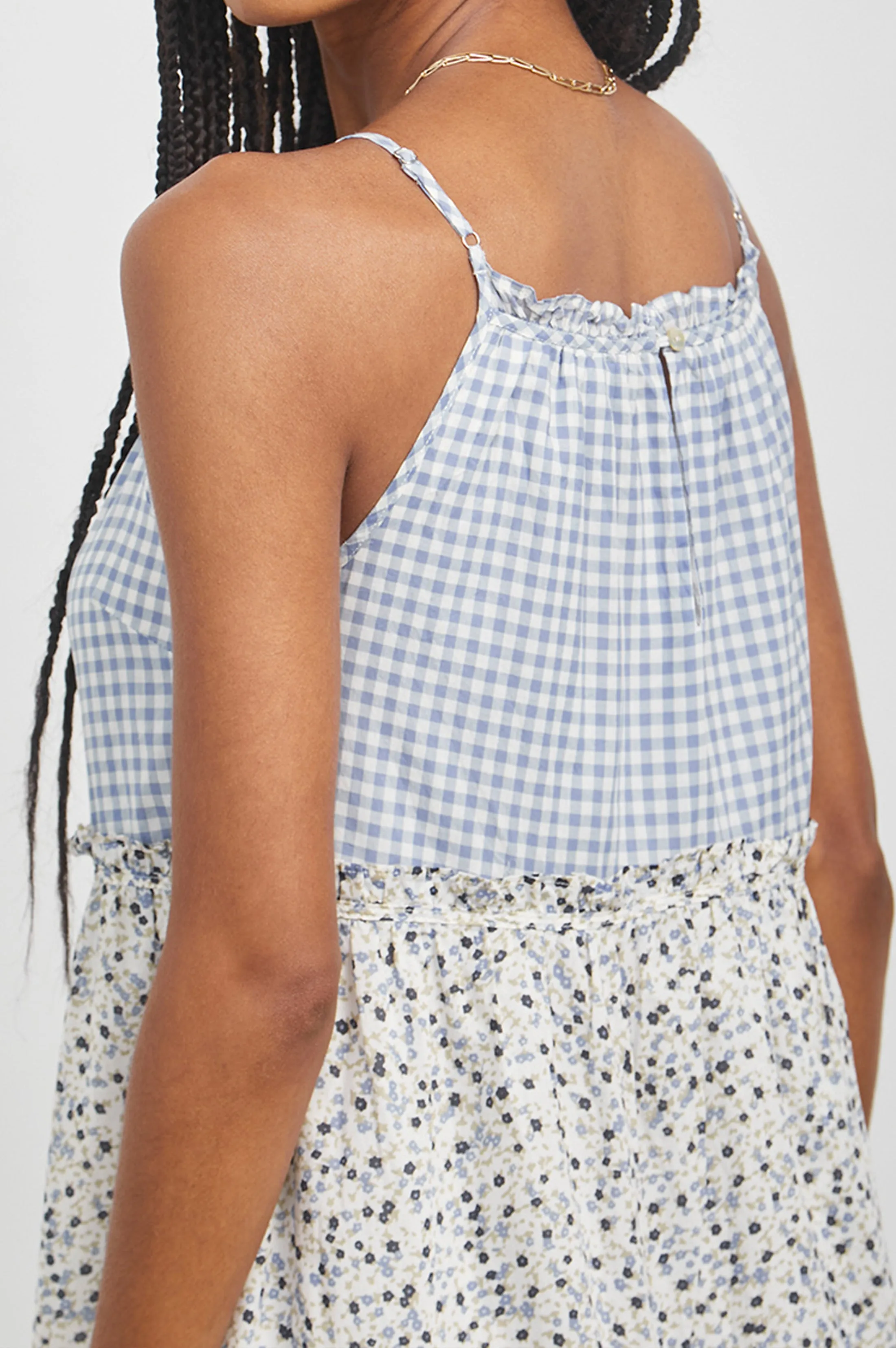 DORA DRESS - FLORAL GINGHAM MIX