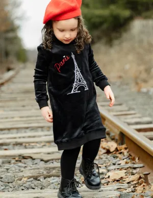 dress velour paris with hood - black