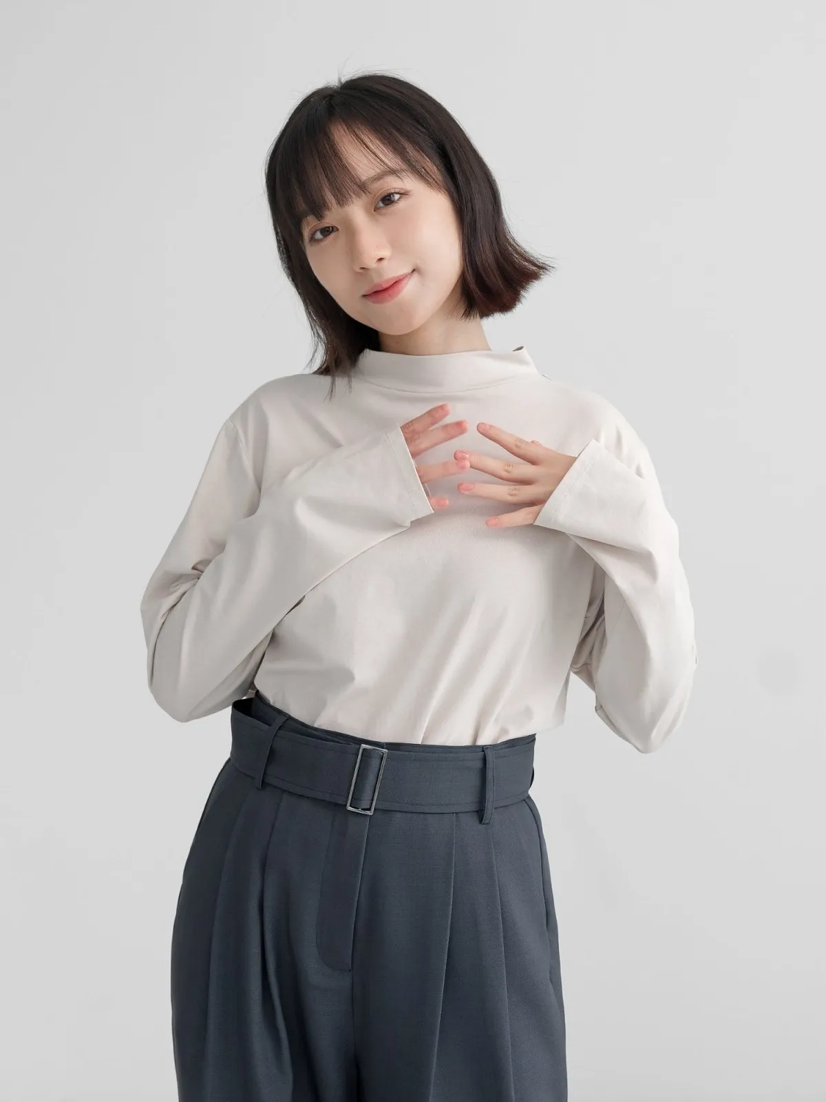 Esther Funnel Neck Long Sleeve Top*