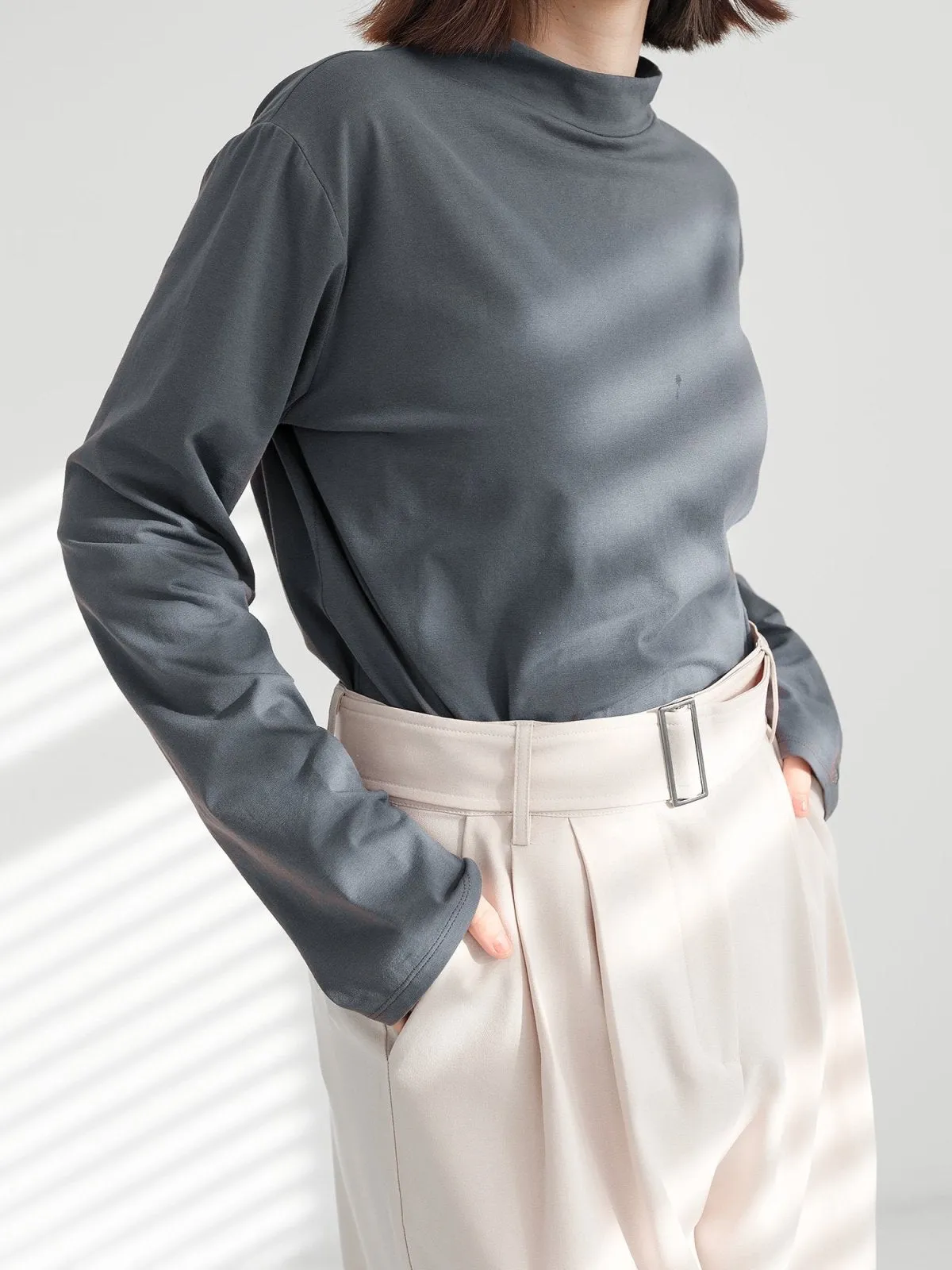 Esther Funnel Neck Long Sleeve Top*