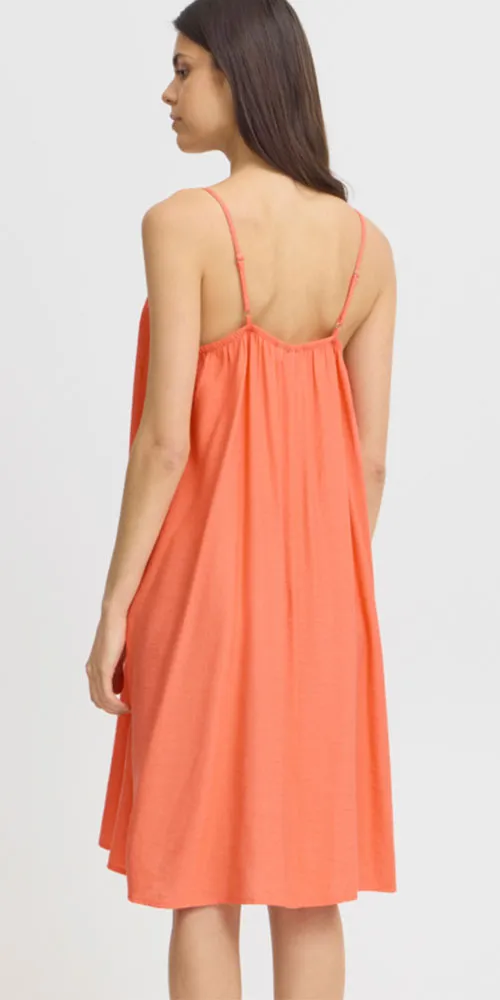 Fransa Tie Belt Cami Dress, coral