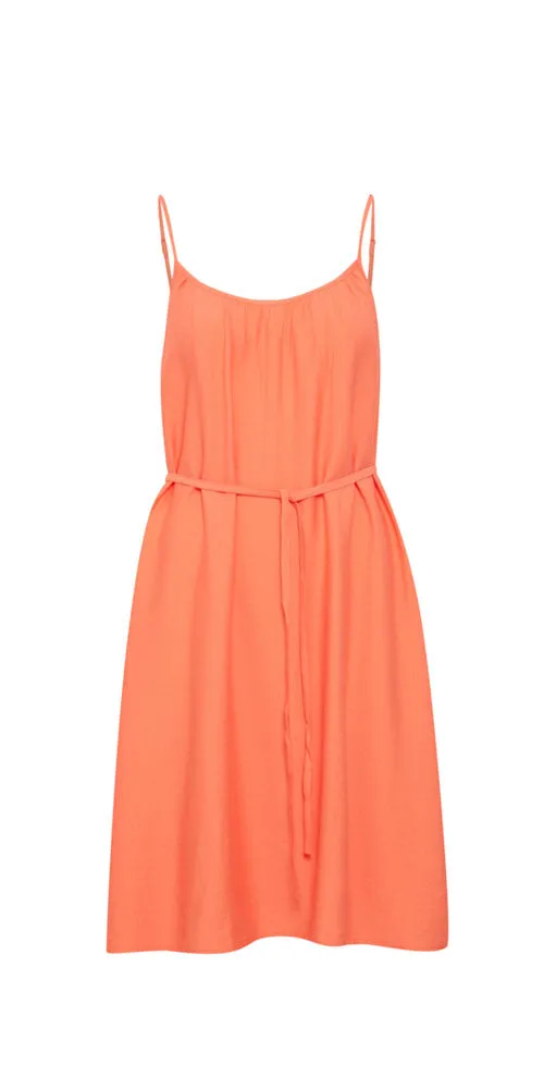 Fransa Tie Belt Cami Dress, coral