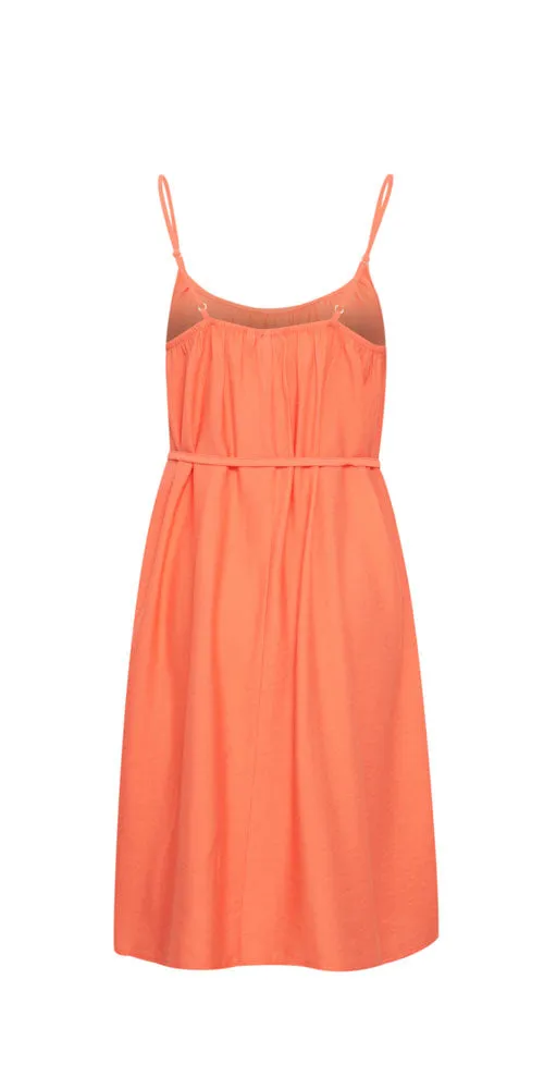 Fransa Tie Belt Cami Dress, coral