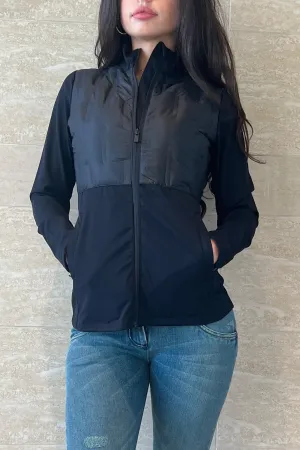 Hybrid Jersey Jacket - Quilted Detailing - Black