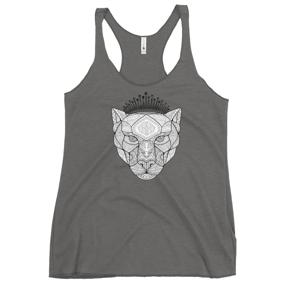 Jeweled lioness print tank for women's