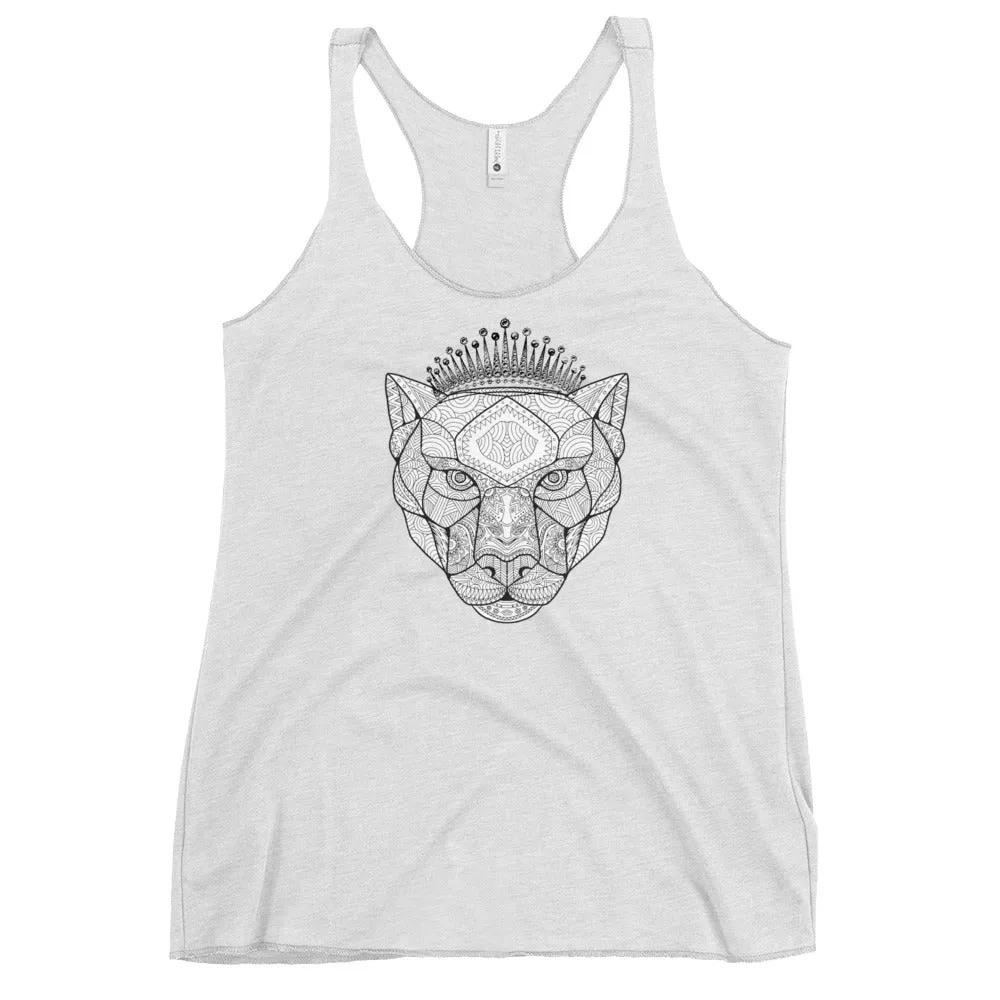 Jeweled lioness print tank for women's