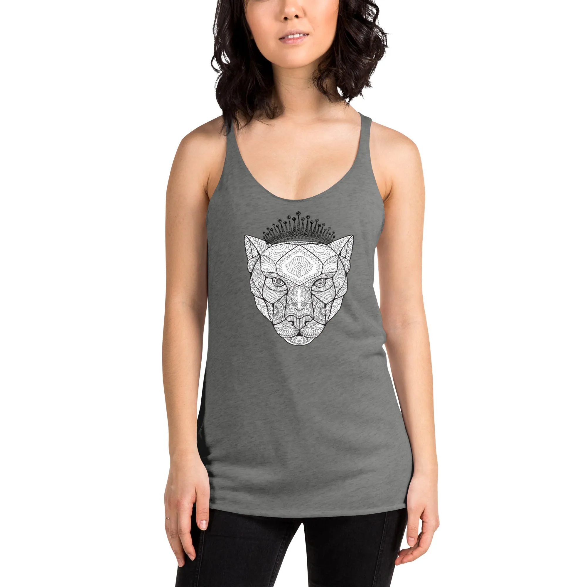 Jeweled lioness print tank for women's