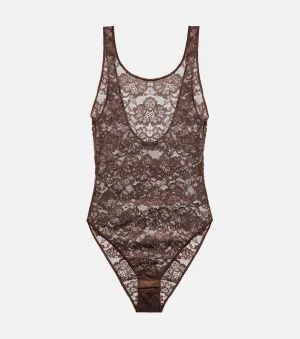 Lace bodysuit OSÉREE, brown