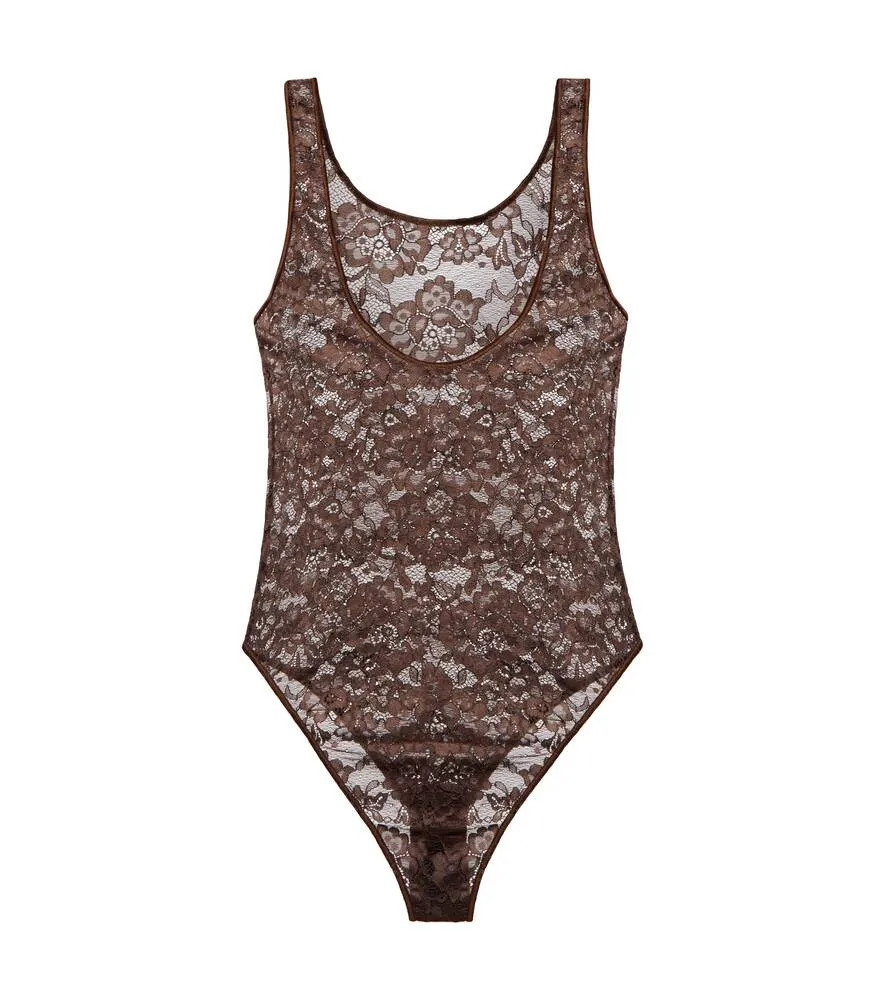 Lace bodysuit OSÉREE, brown