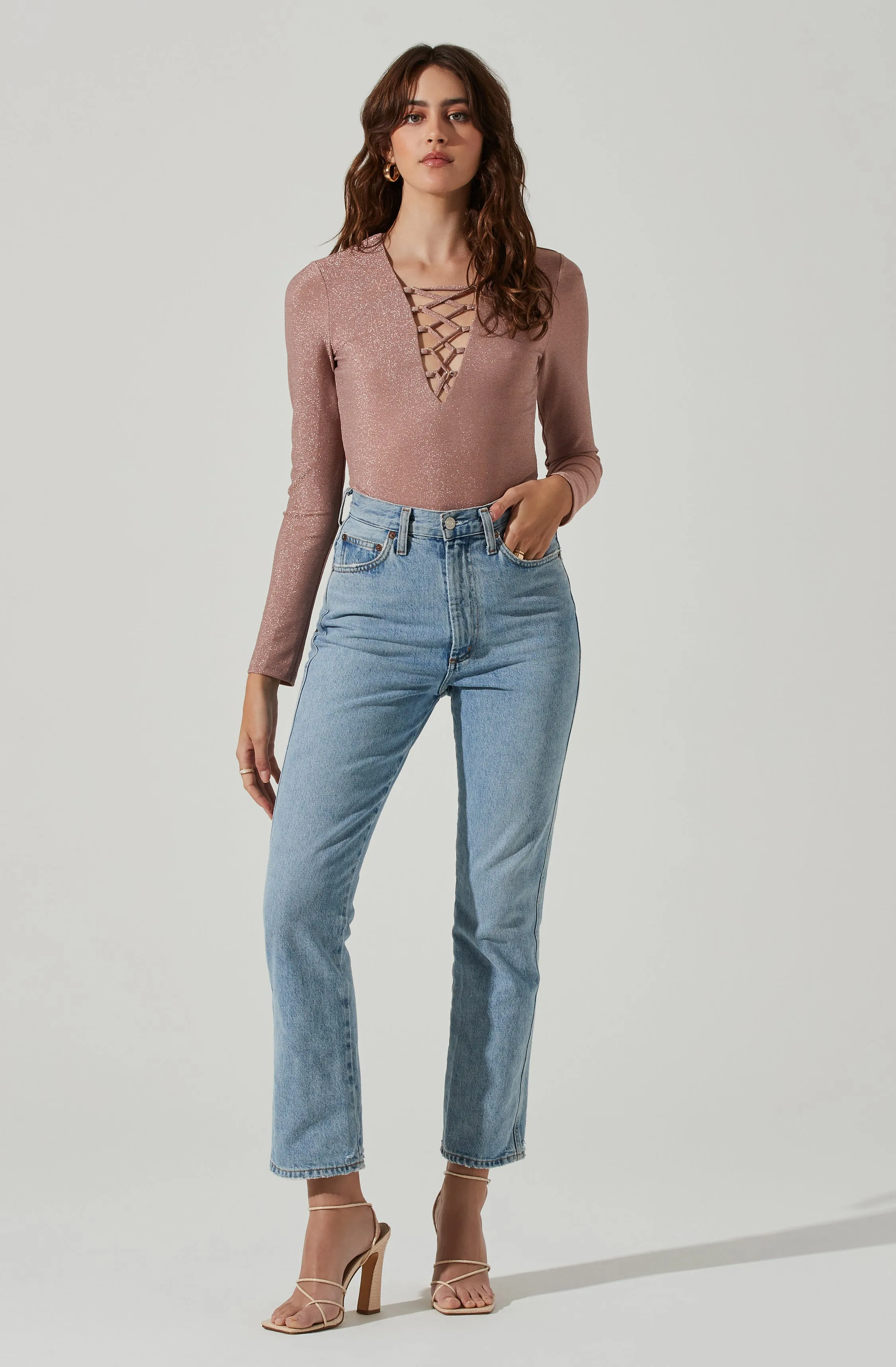 Lace Up Front Long Sleeve Bodysuit