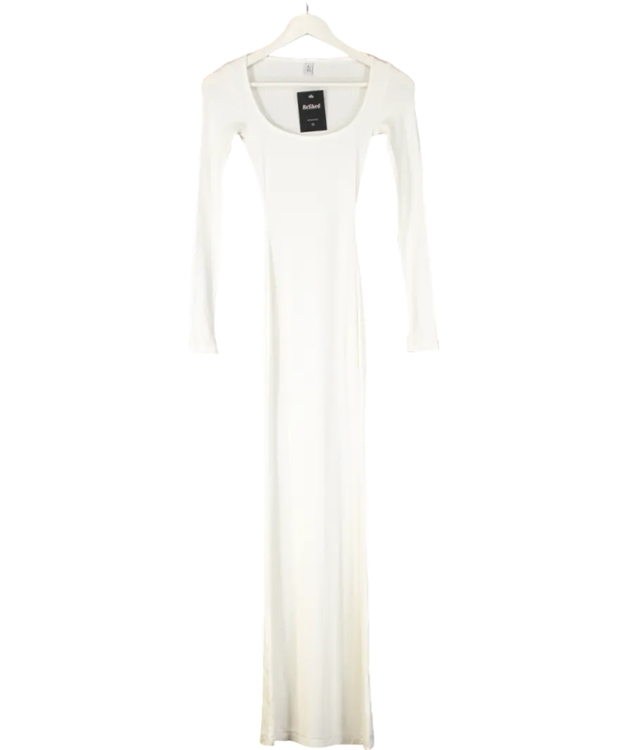 Oh Polly Cream Jude Ribbed Modal Long Sleeve Maxi Dress UK XS
