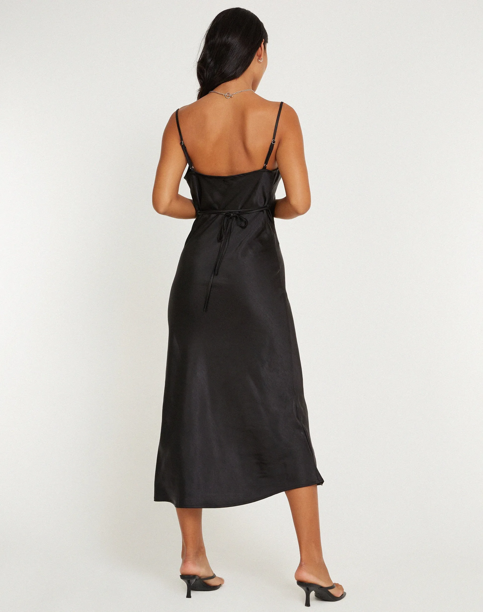 Palasha Dress in Satin Black