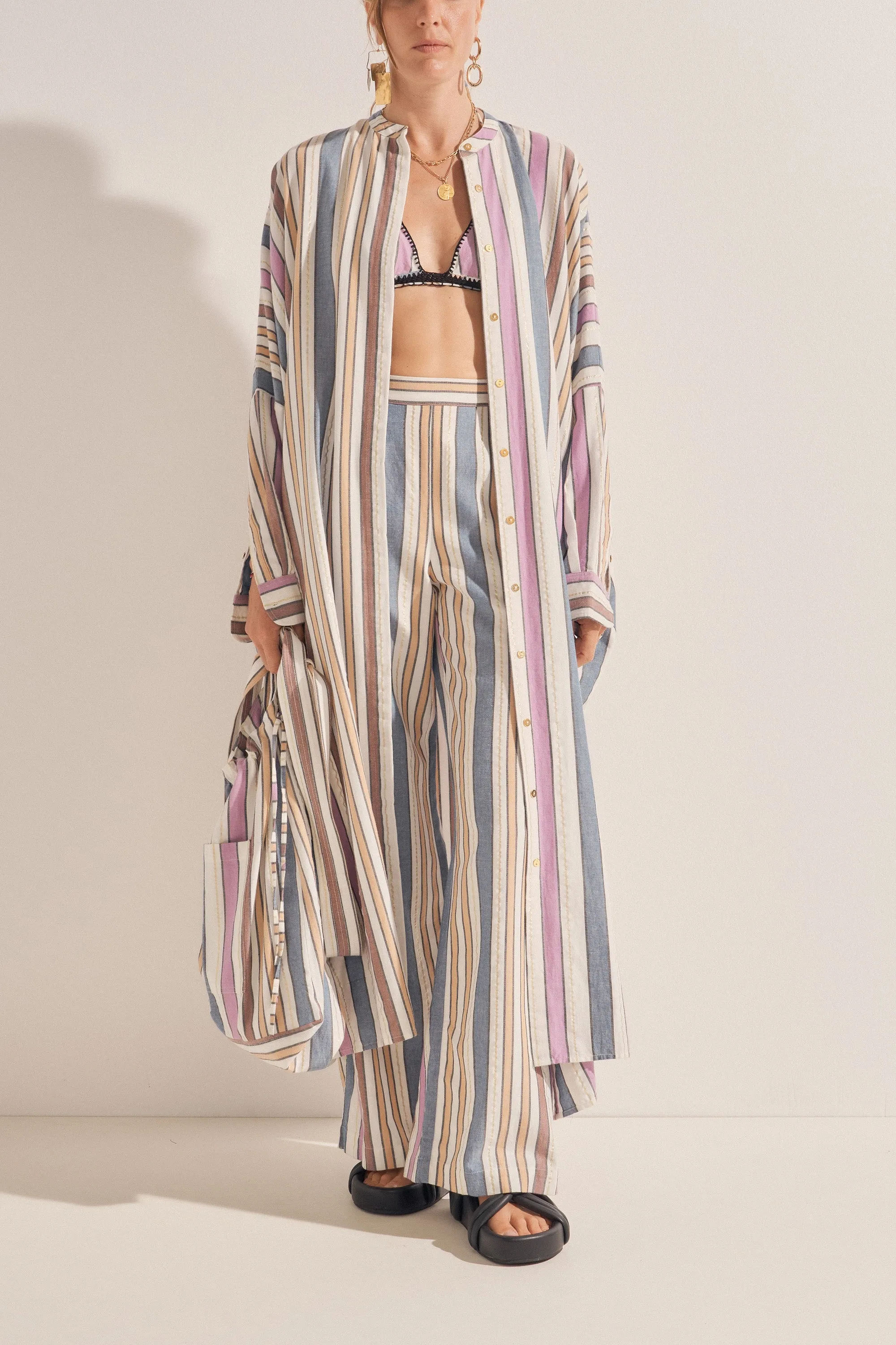 Pollux Naxos Stripe Maxi Caftan Dress