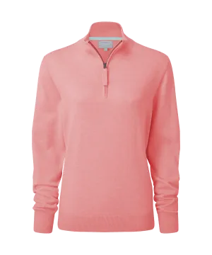 Polperro Quarter Zip Jumper - Flamingo