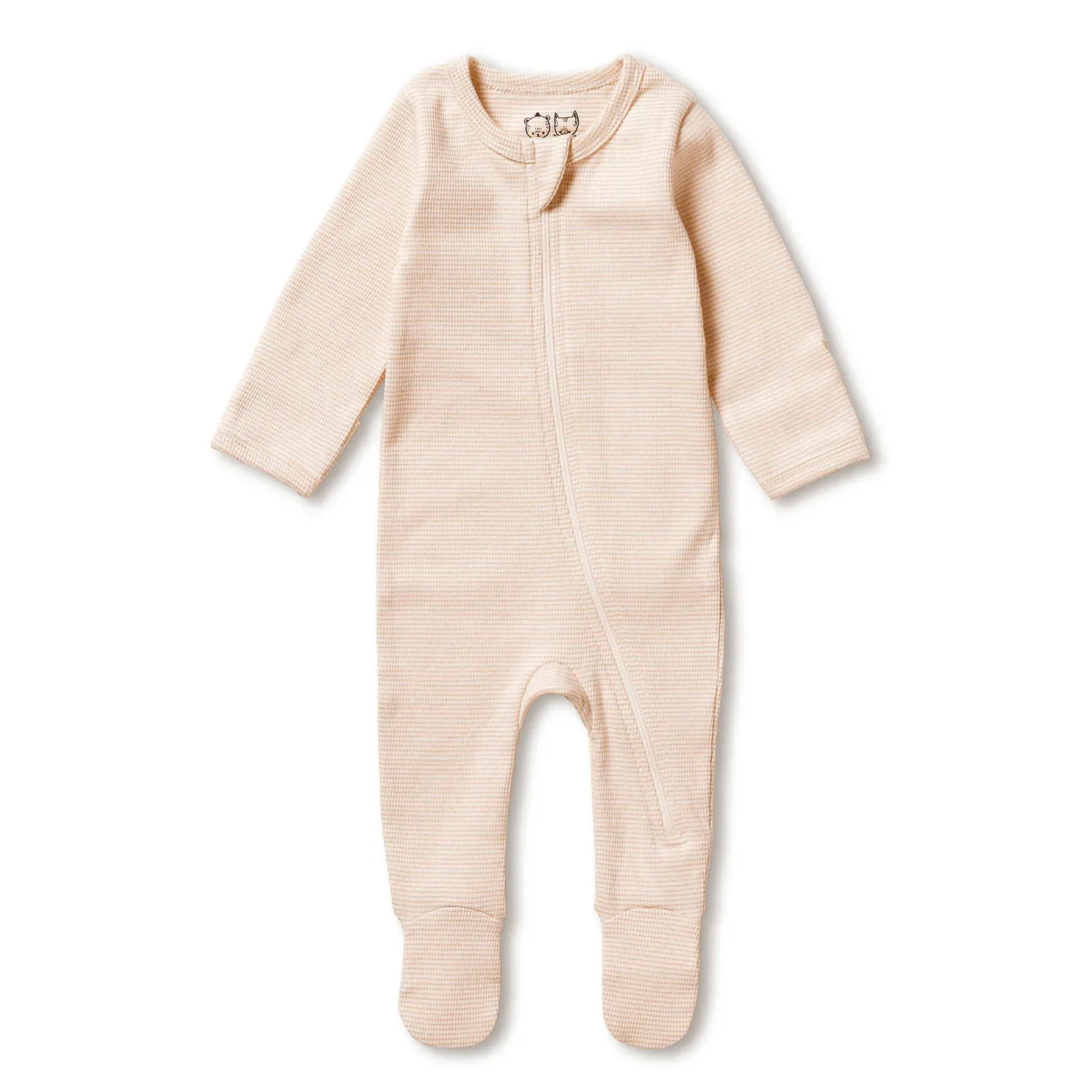 Rib Zipsuit w/ Feet, Cantaloupe Stripe