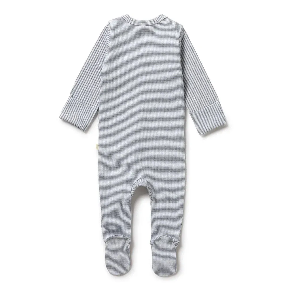 Rib Zipsuit w/ Feet, Rain Drop Stripe